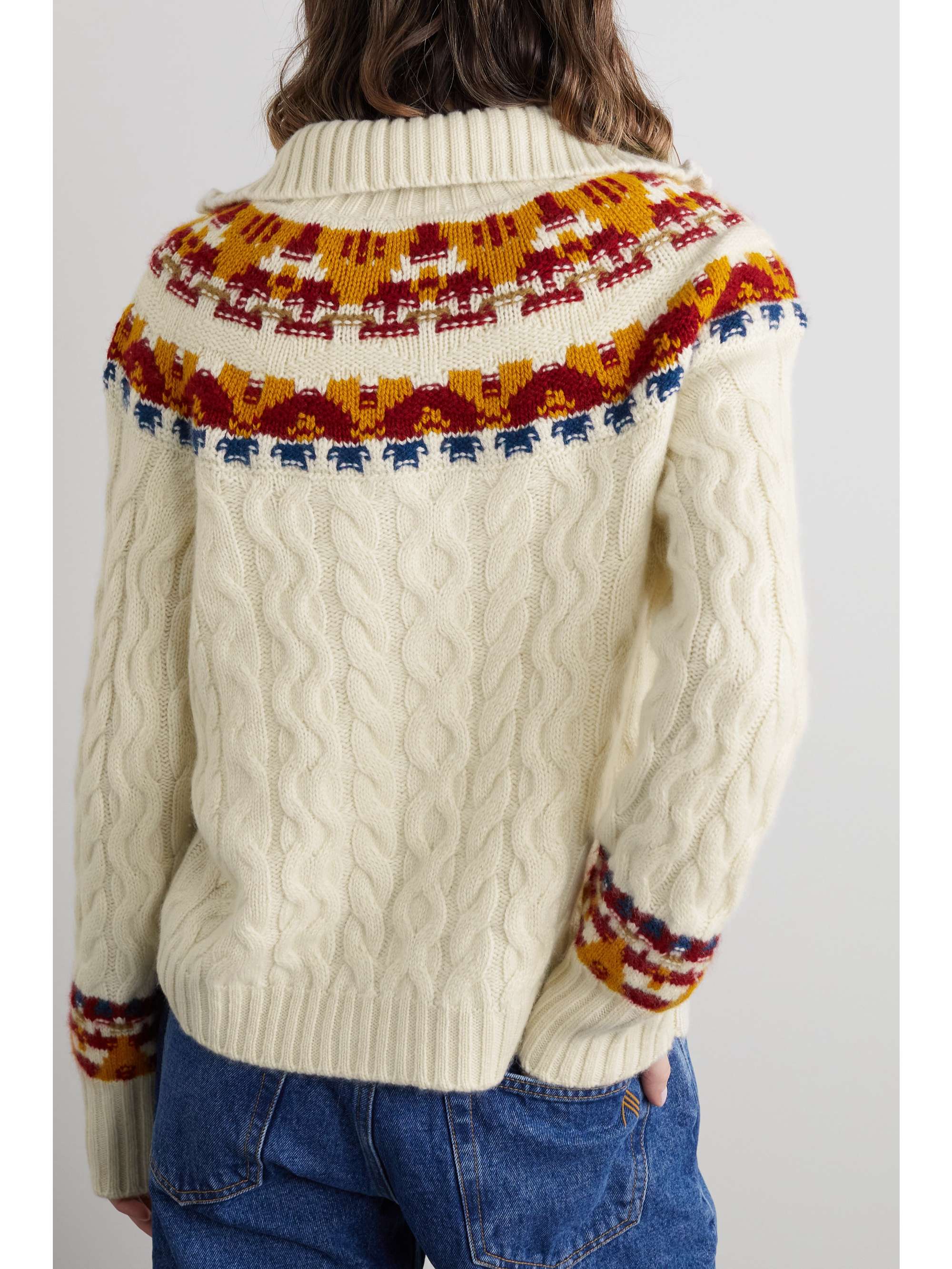 LORO PIANA Achillea Fair Isle cable-knit cashmere cardigan