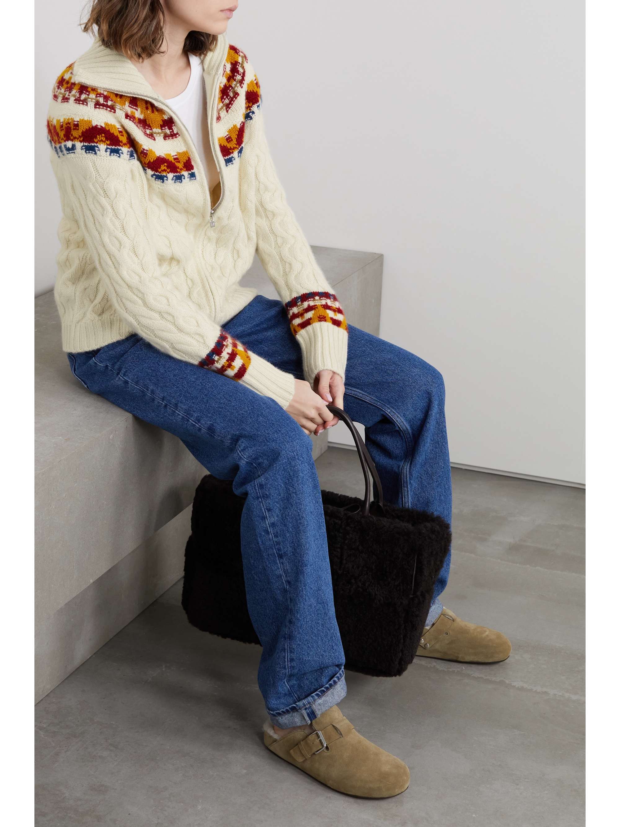 LORO PIANA Achillea Fair Isle cable-knit cashmere cardigan