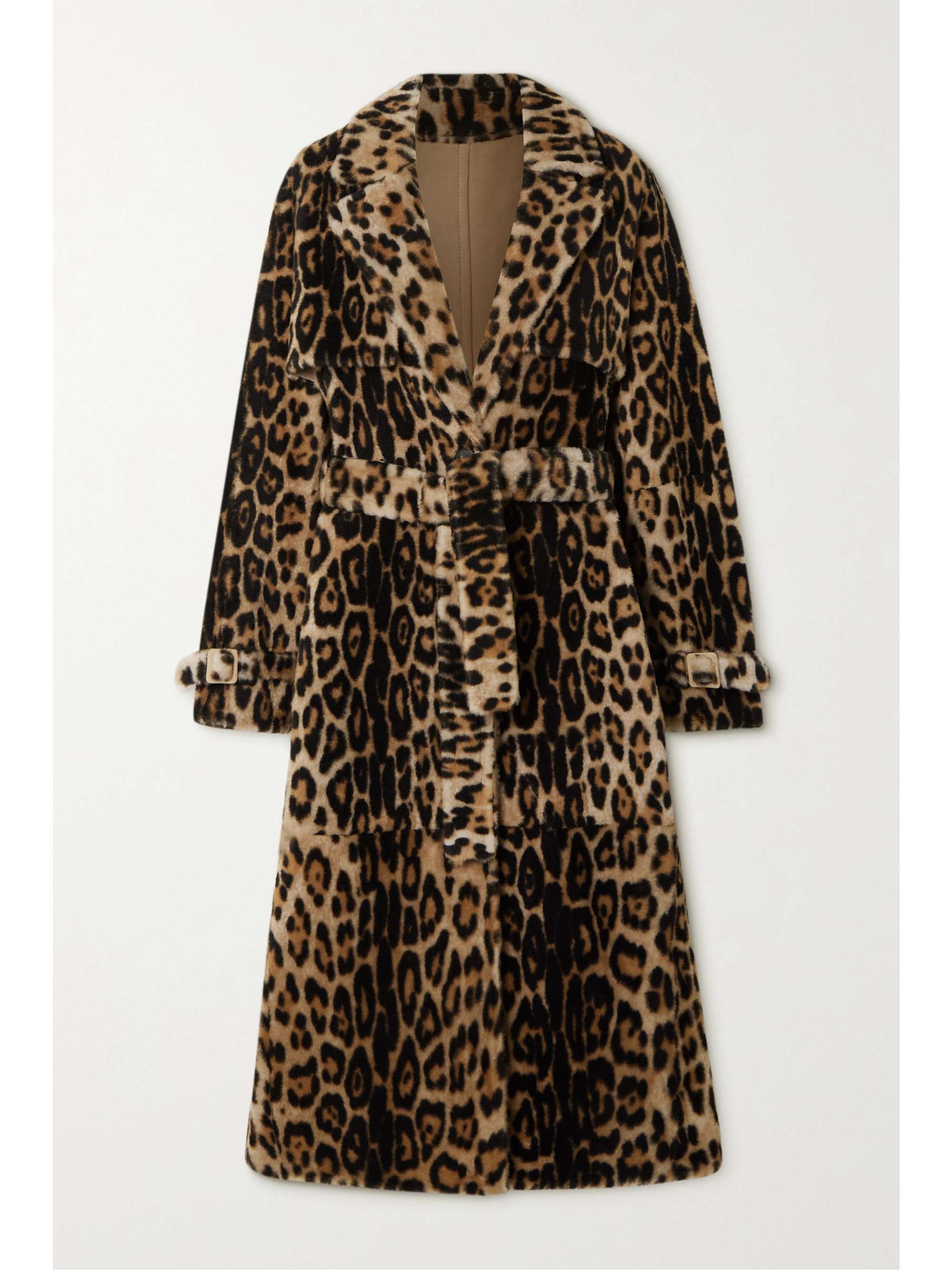 YVES SALOMON Belted leopard-print shearling trench coat | NET-A-PORTER