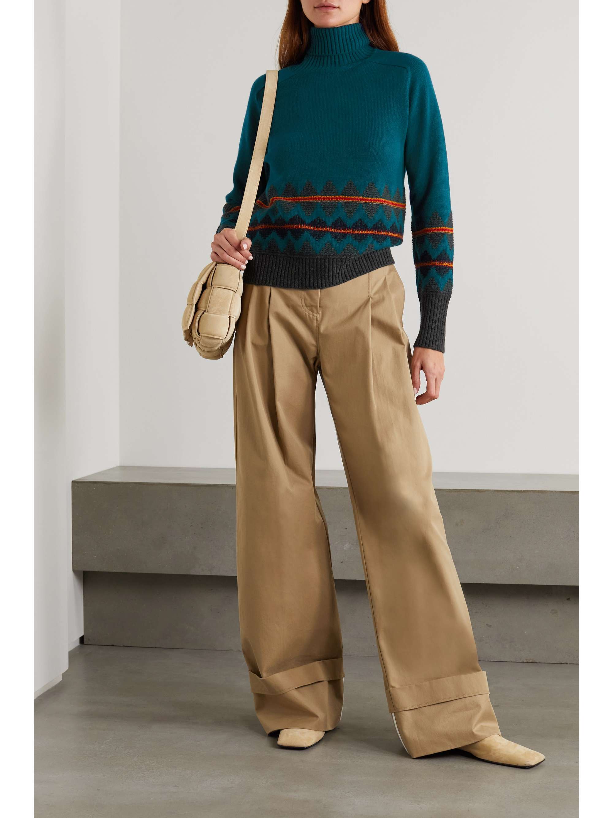 LORO PIANA Eufrasia jacquard-knit cashmere turtleneck sweater