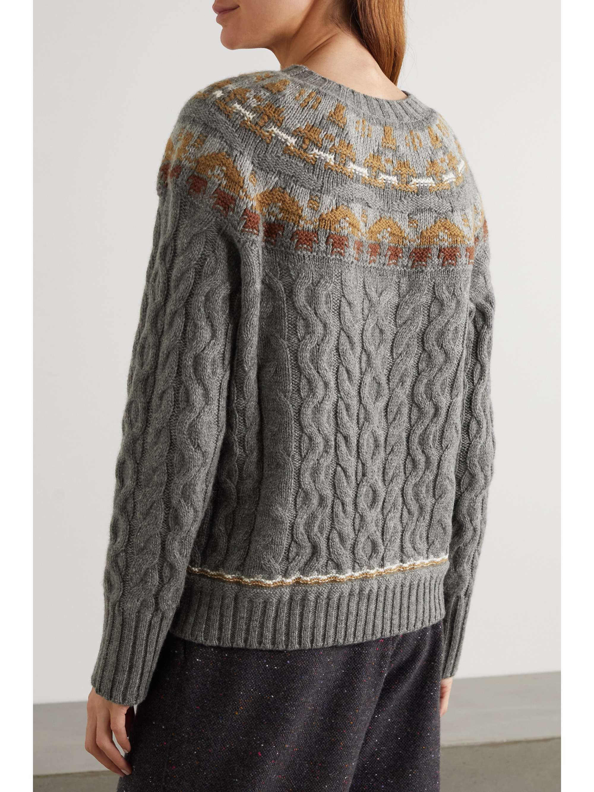 LORO PIANA Achillea Fair Isle cable-knit cashmere sweater