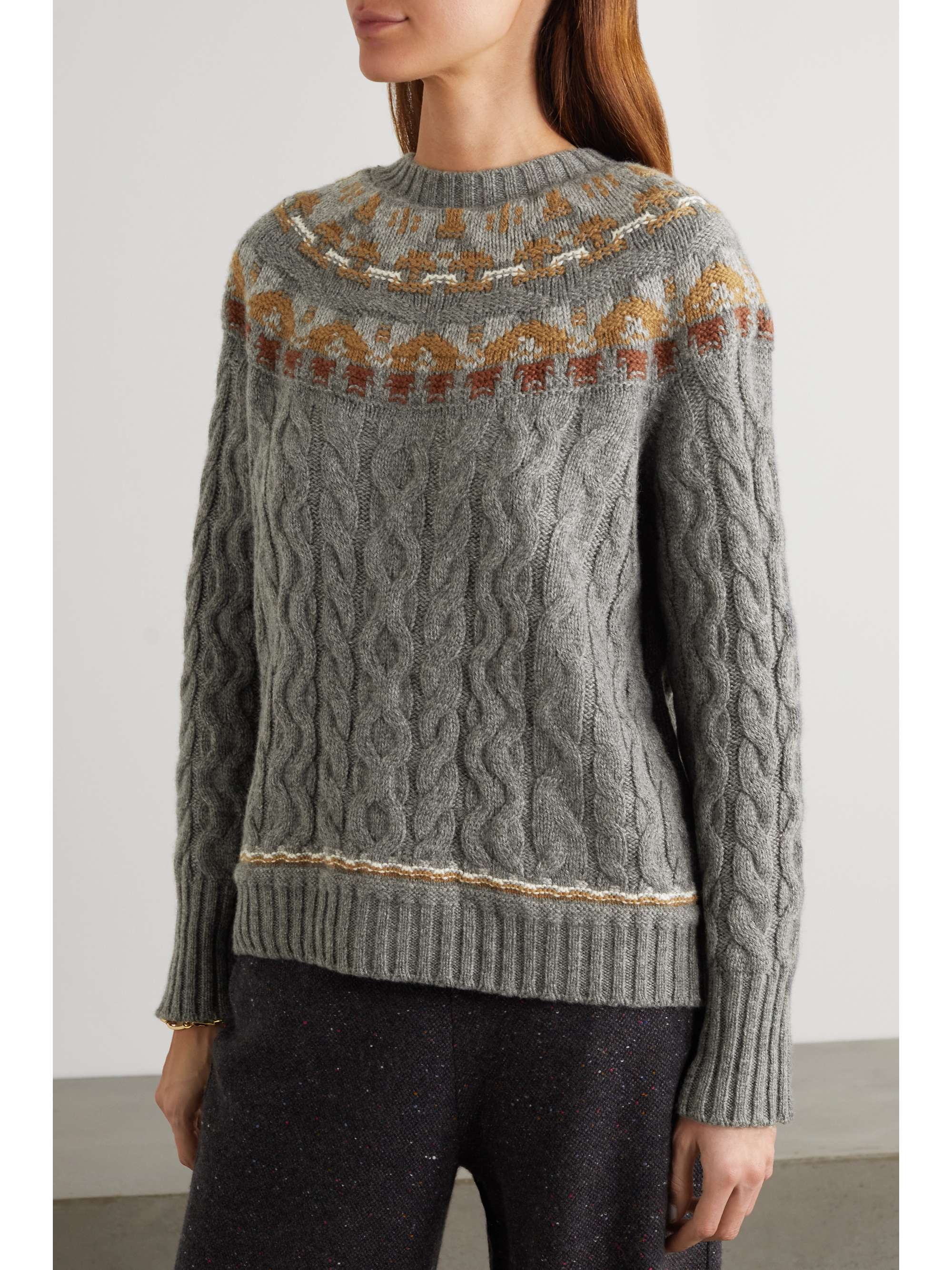 LORO PIANA Achillea Fair Isle cable-knit cashmere sweater