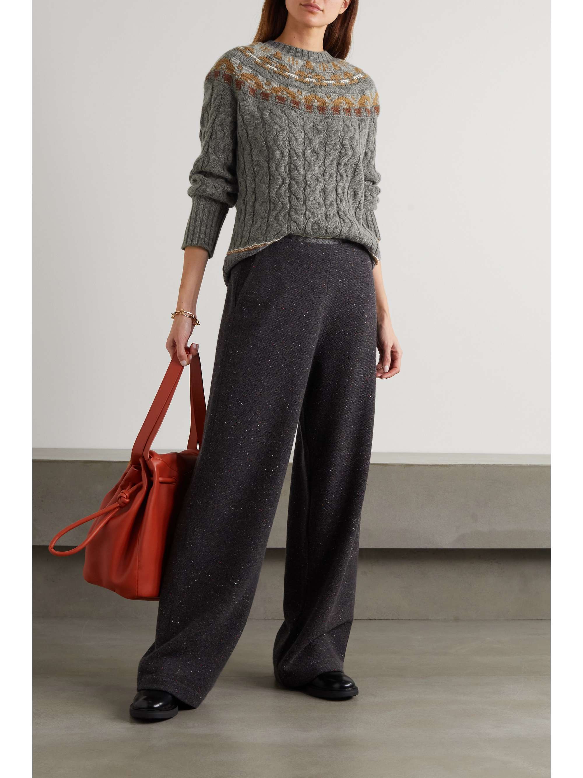 LORO PIANA Achillea Fair Isle cable-knit cashmere sweater