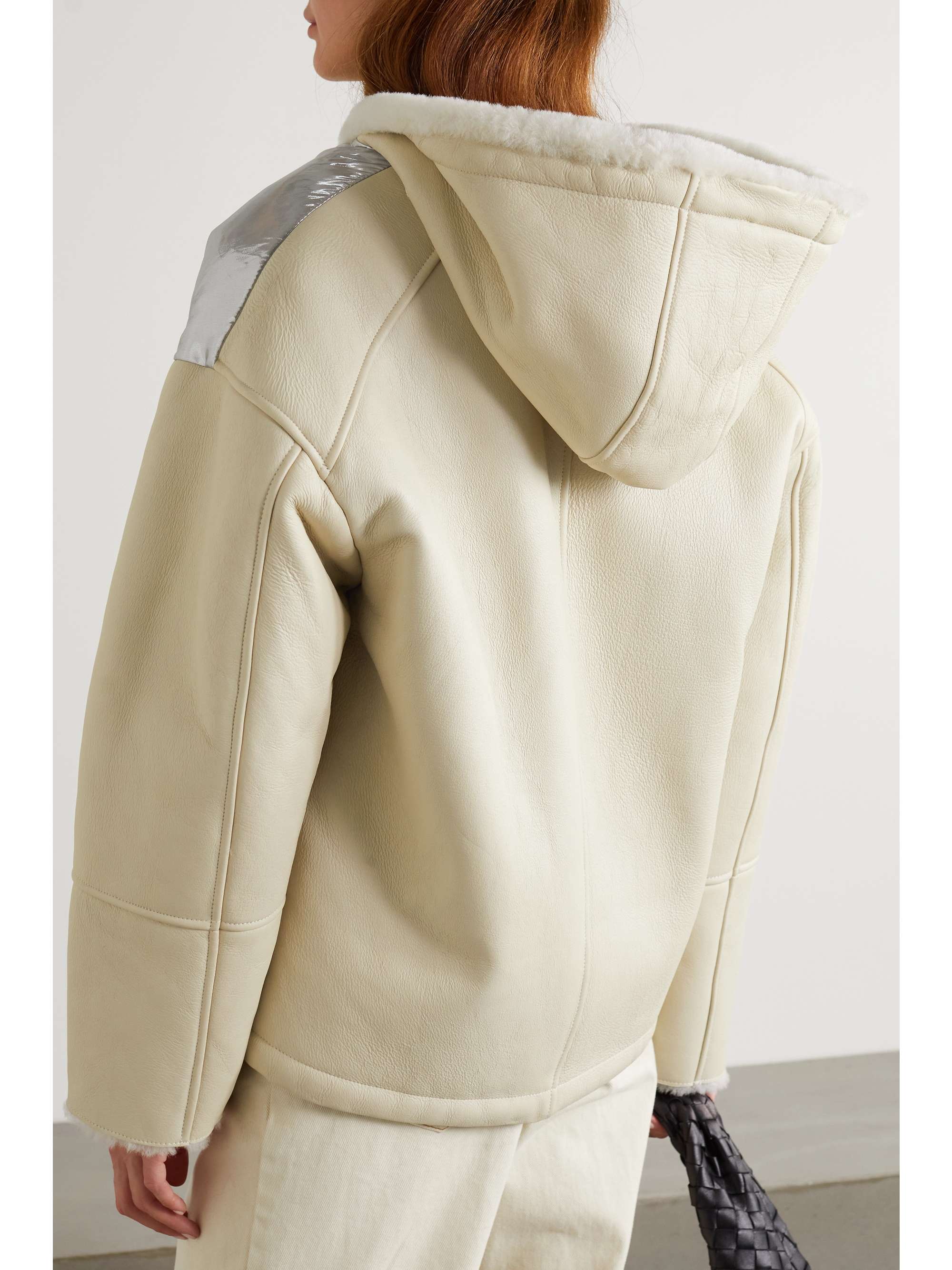 YVES SALOMON Hooded shearling and quilted metallic shell down jacket