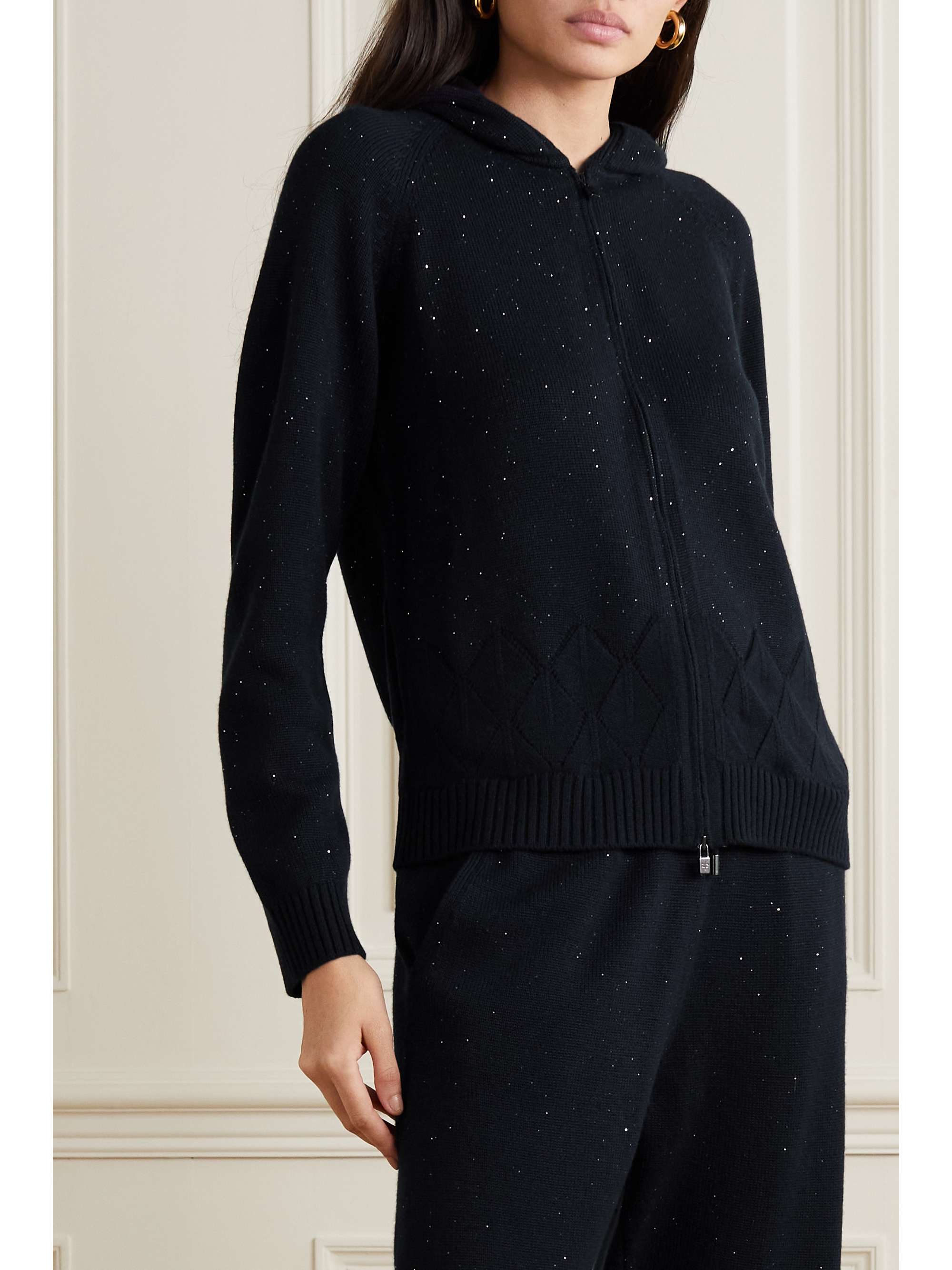 LORO PIANA Stella Alpina sequined baby cashmere-blend hoodie