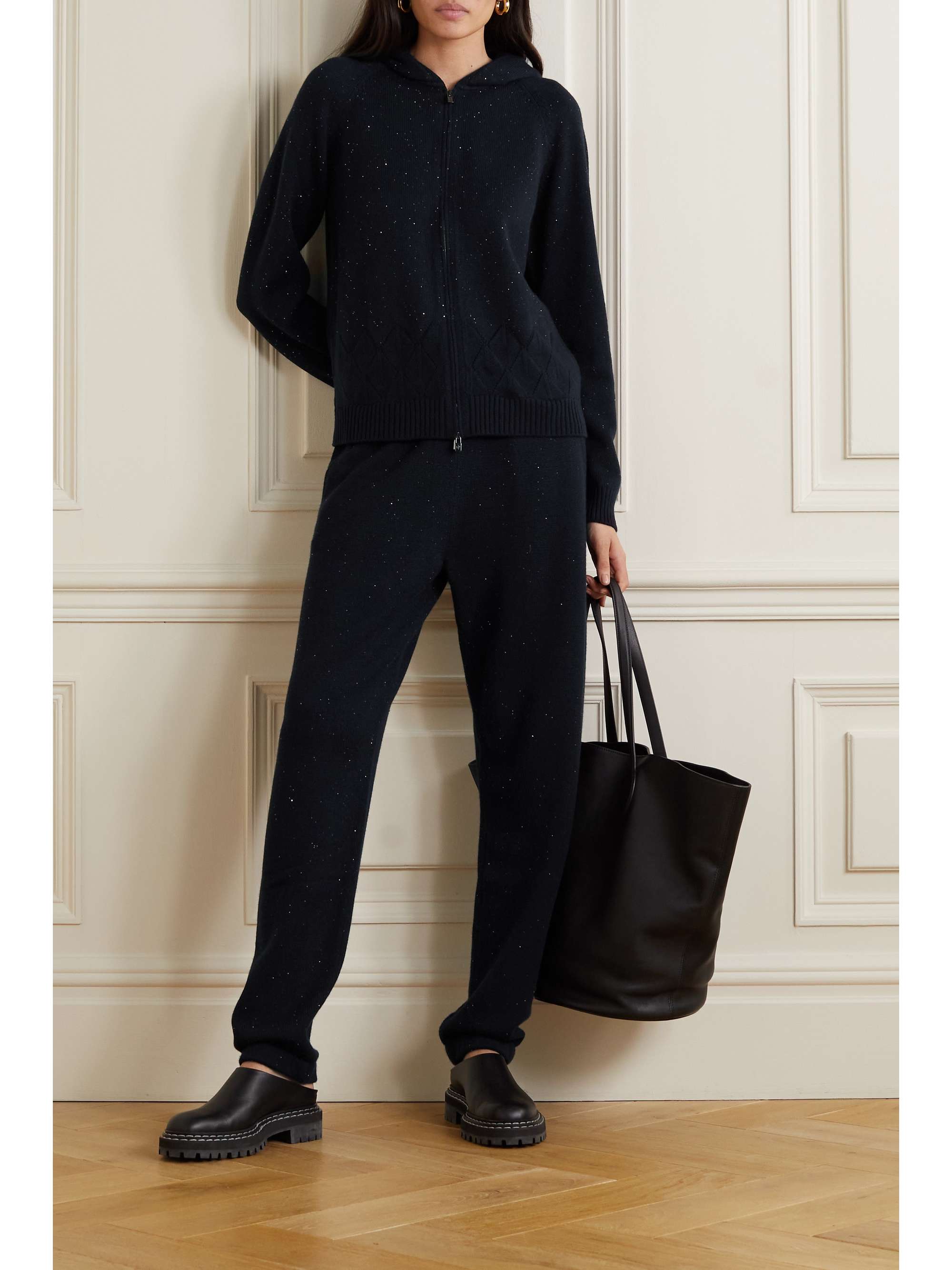 LORO PIANA Stella Alpina sequined baby cashmere-blend hoodie