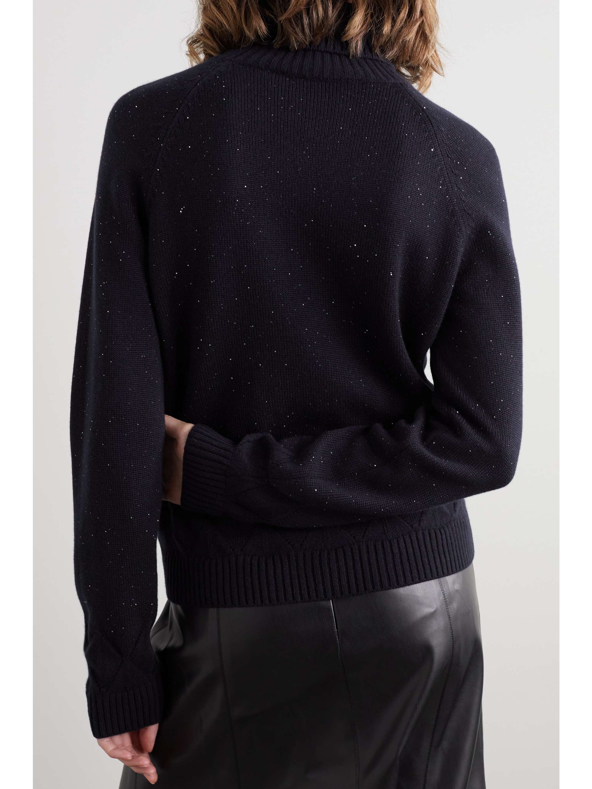 LORO PIANA Stella Alpina Rollkragenpullover aus einer Kaschmirmischung mit Pailletten