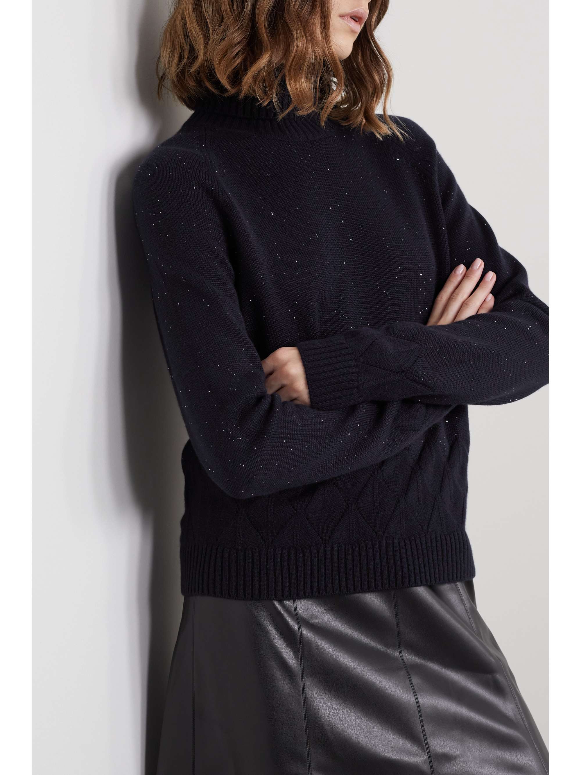 LORO PIANA Stella Alpina Rollkragenpullover aus einer Kaschmirmischung mit Pailletten
