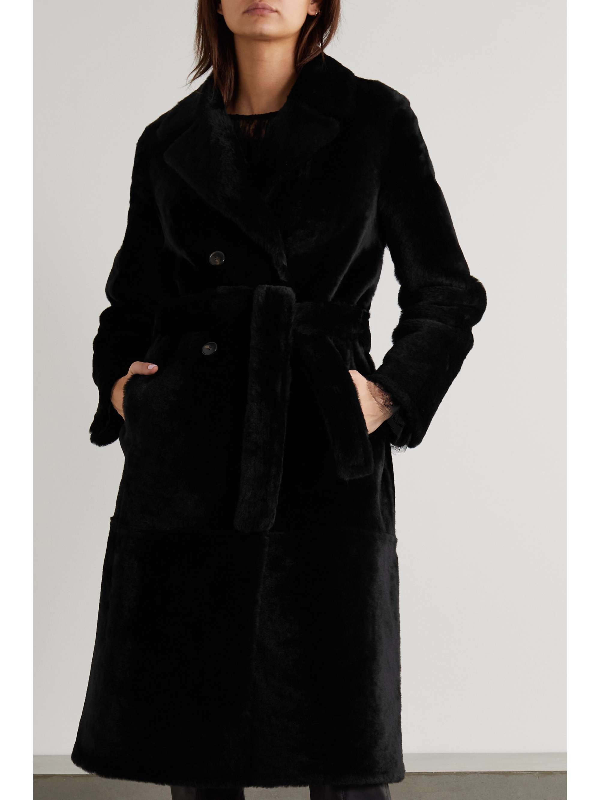 YVES SALOMON Belted double-breasted shearling coat | NET-A-PORTER