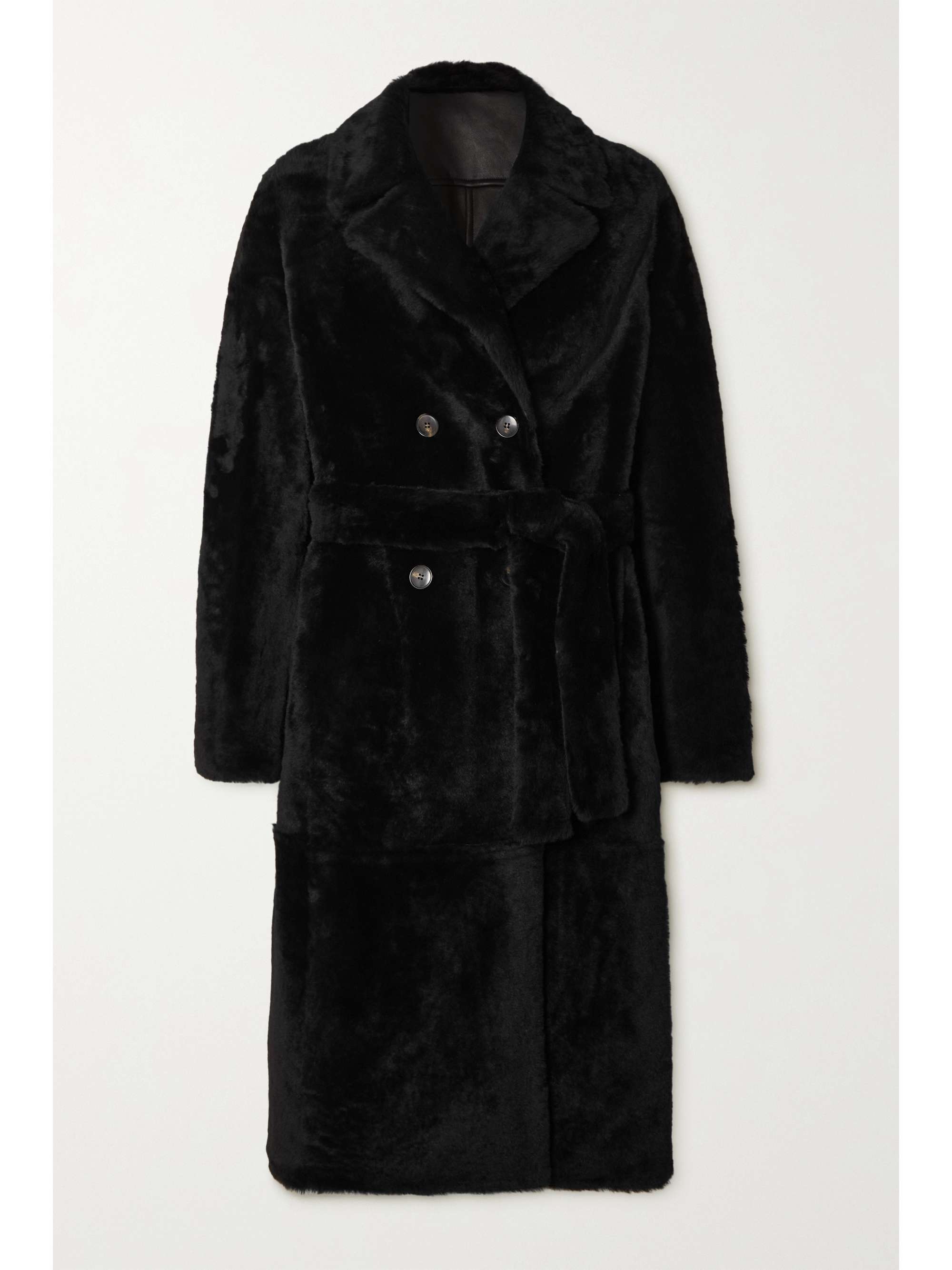 YVES SALOMON Belted double-breasted shearling coat | NET-A-PORTER