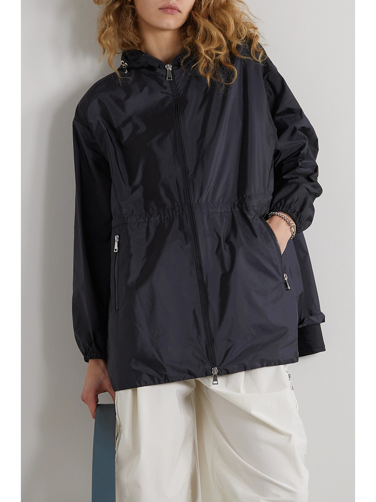 Moncler Hooded Shell Jacket In Blue