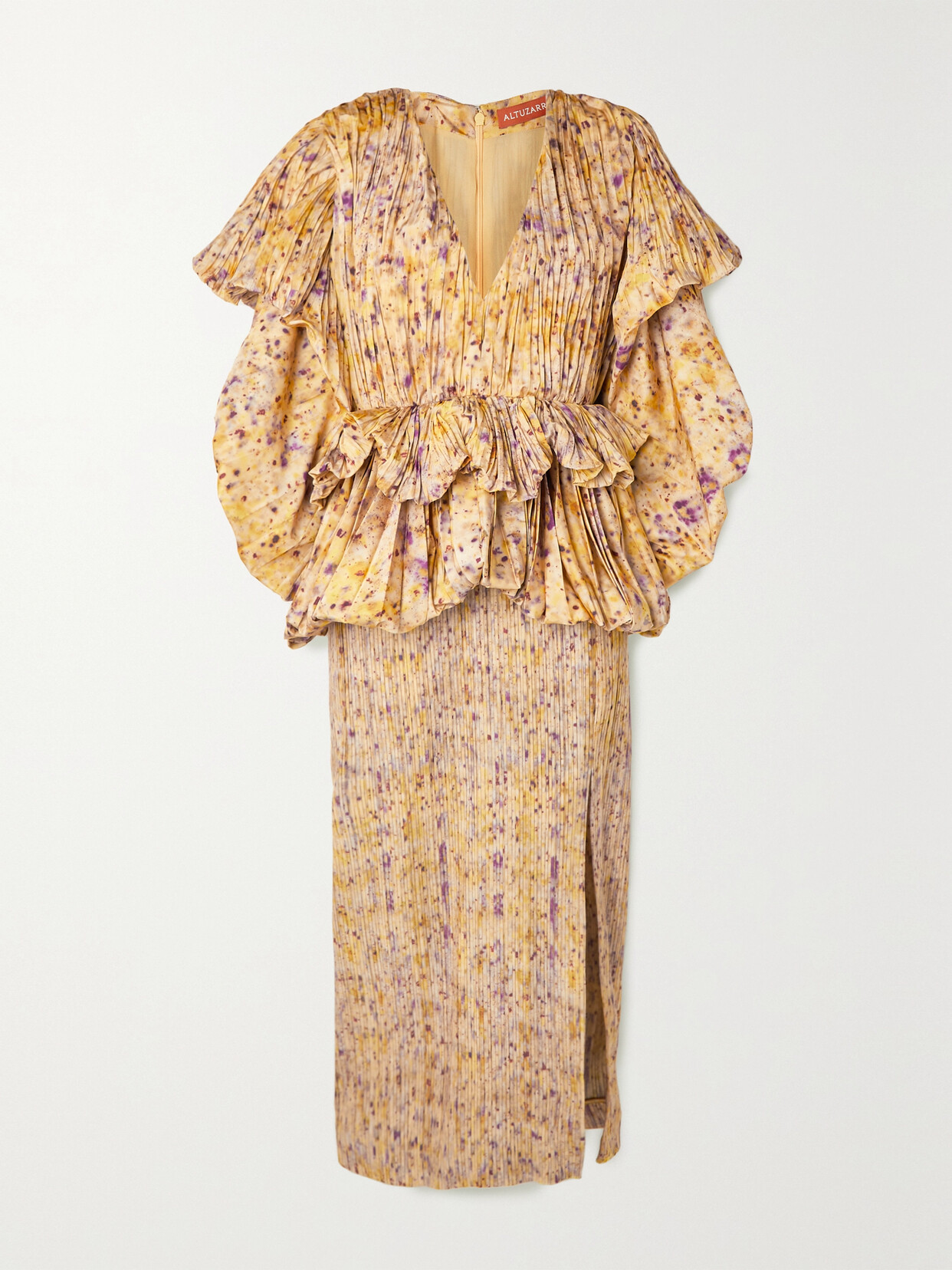 Altuzarra Papyrus Ruffled Printed Plissé-taffeta Midi Dress - Yellow