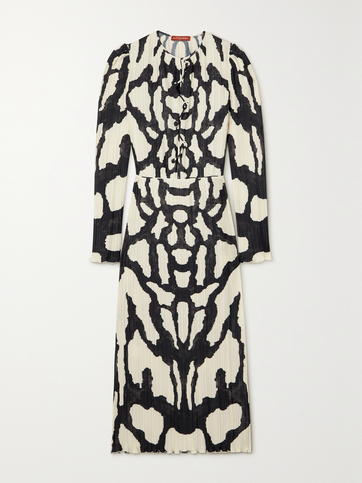 Altuzarra Corra Knotted Printed Plissé-crepe Midi Dress - Black