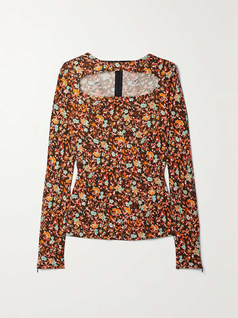 Victoria Beckham Cutout Floral-print Jersey Top