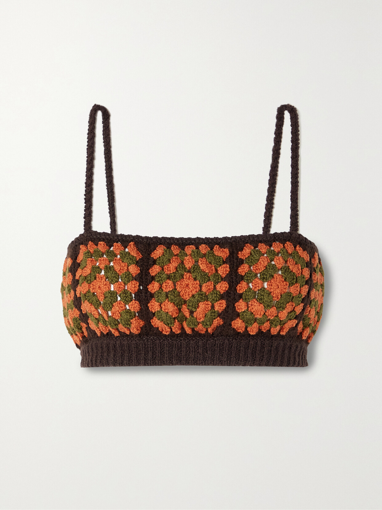 Alanui Postive Vibes Crochet-knit Cotton Bralette - Brown