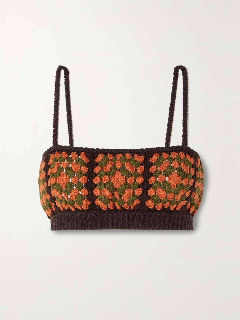 Alanui Postive Vibes Crochet-knit Cotton Bralette