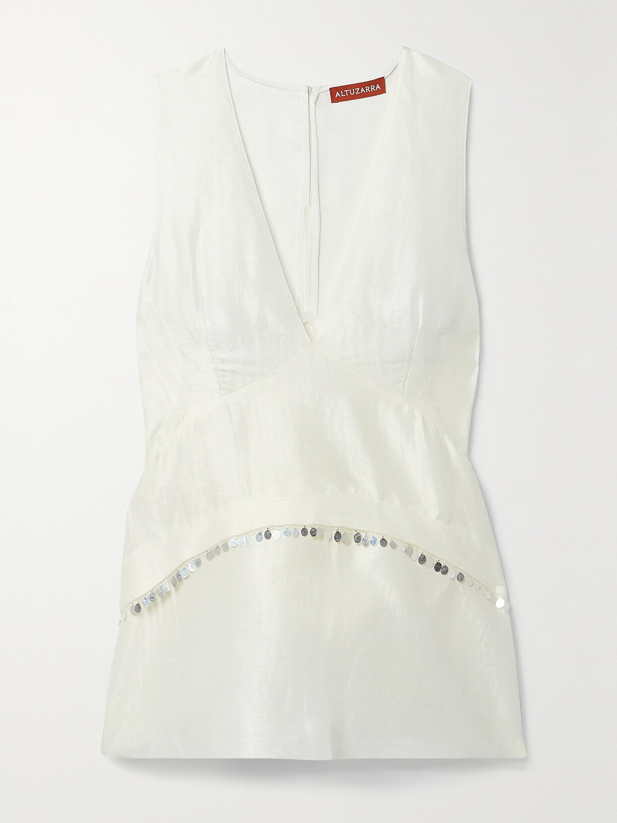 Altuzarra Larysa Embellished Linen-blend Peplum Blouse - Ivory