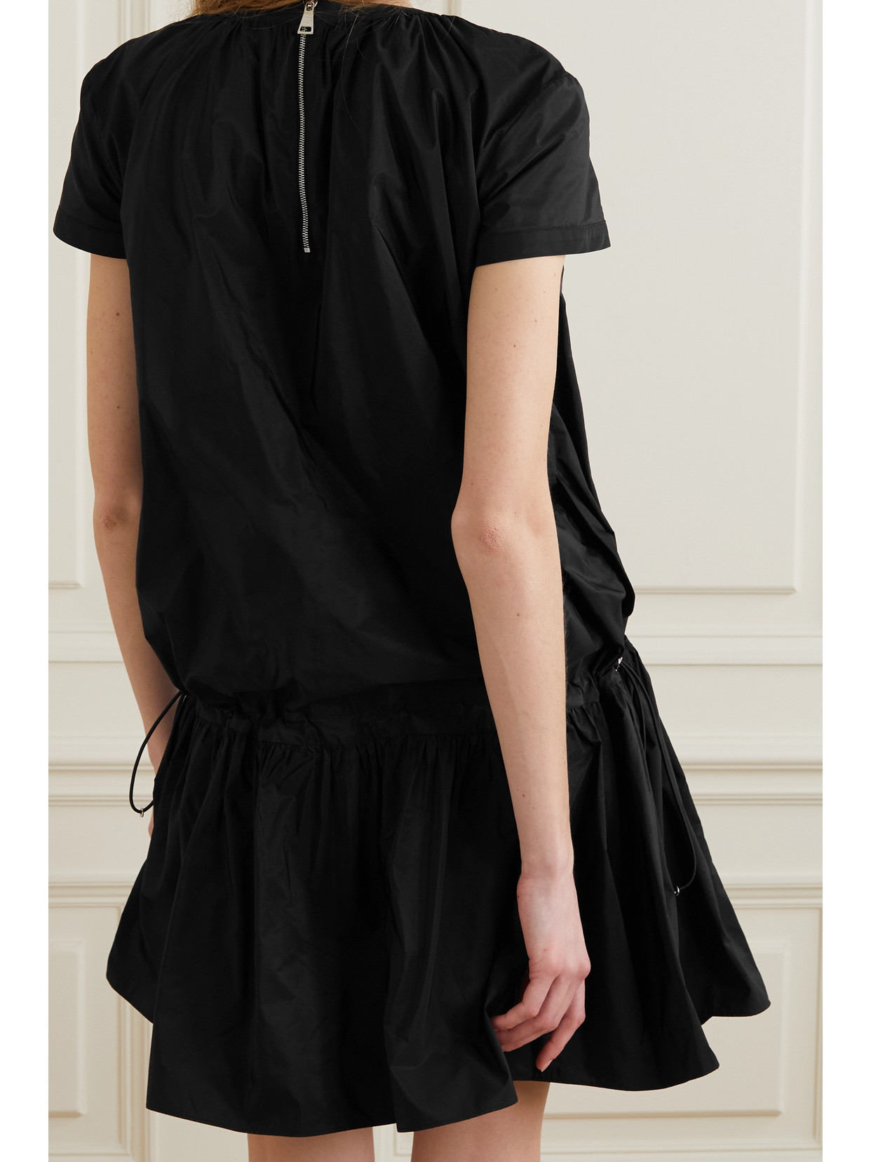 MONCLER PLEATED TAFFETA MINI DRESS