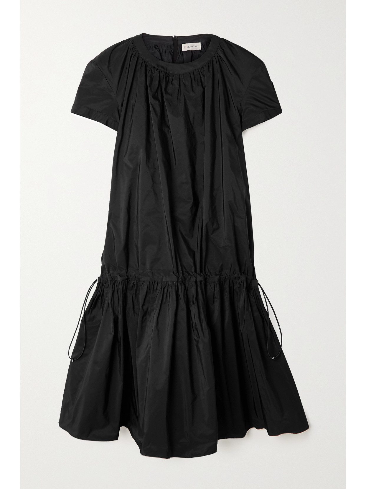 Moncler Pleated Taffeta Mini Dress In Black