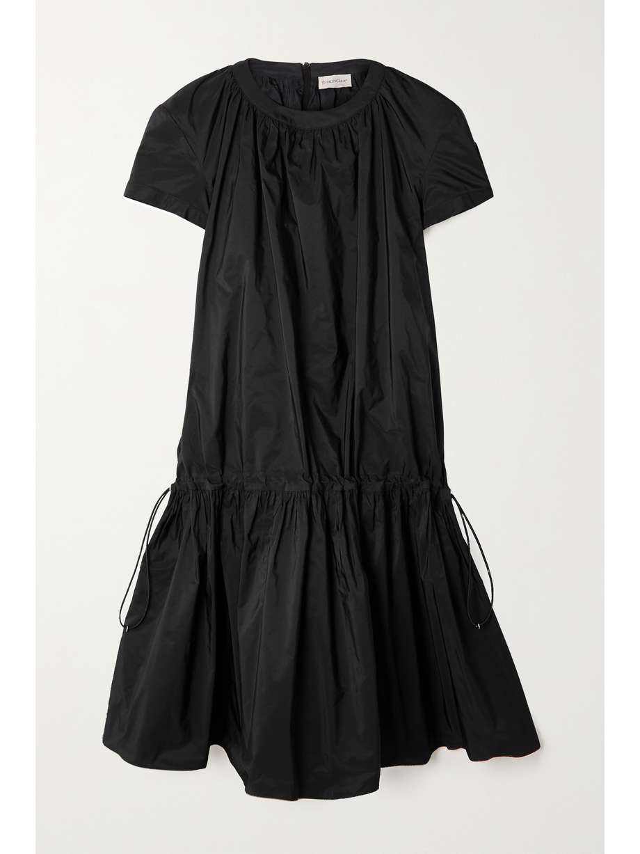 pleated taffeta mini dress