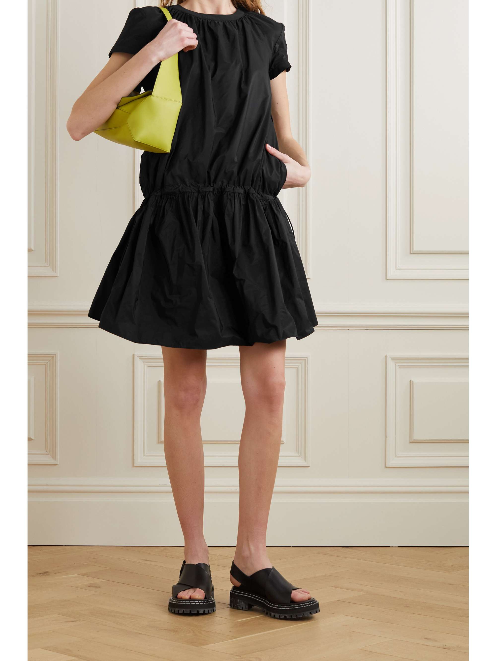 MONCLER Pleated taffeta mini dress