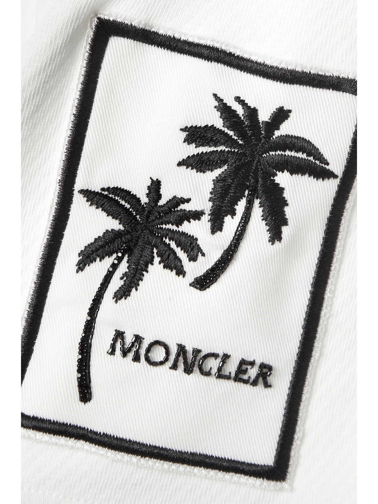 MONCLER EMBELLISHED APPLIQUÉD COTTON-JERSEY SHORTS