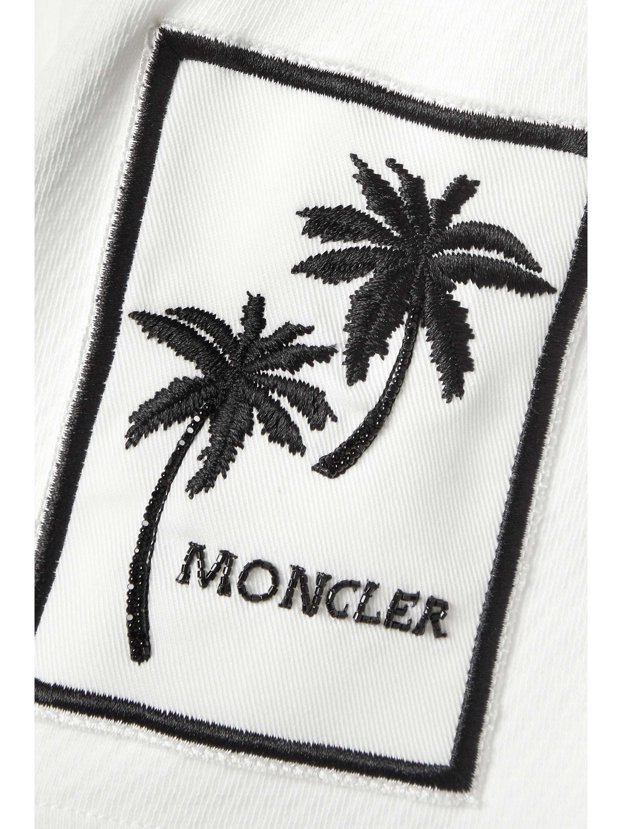 MONCLER Embellished appliquéd cotton-jersey shorts