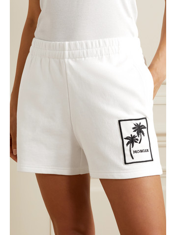 Moncler Embellished appliquéd cotton-jersey shorts