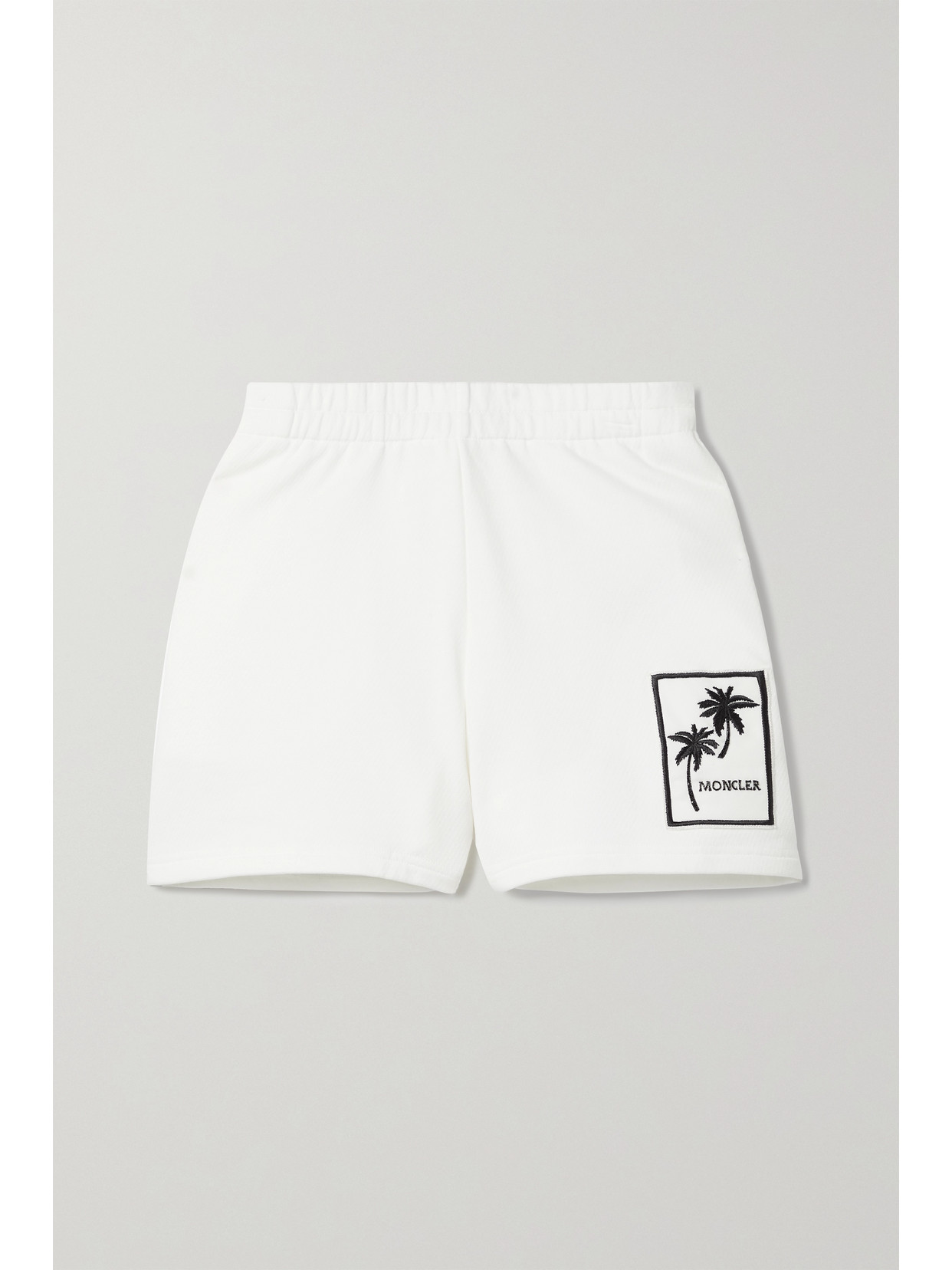 MONCLER EMBELLISHED APPLIQUÉD COTTON-JERSEY SHORTS