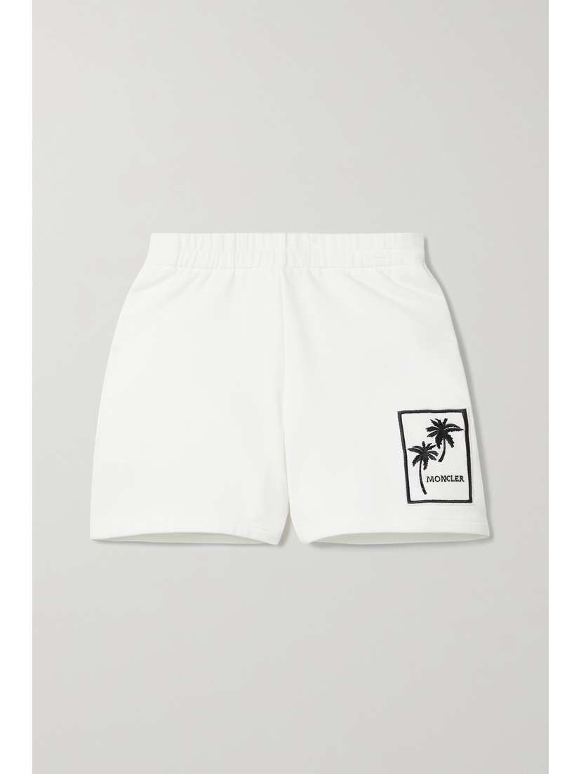 Moncler Embellished Appliquéd Cotton-jersey Shorts
