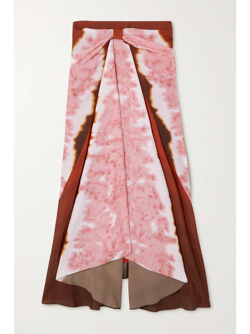Altuzarra Kalliope Draped Tie-dyed Satin Midi Skirt