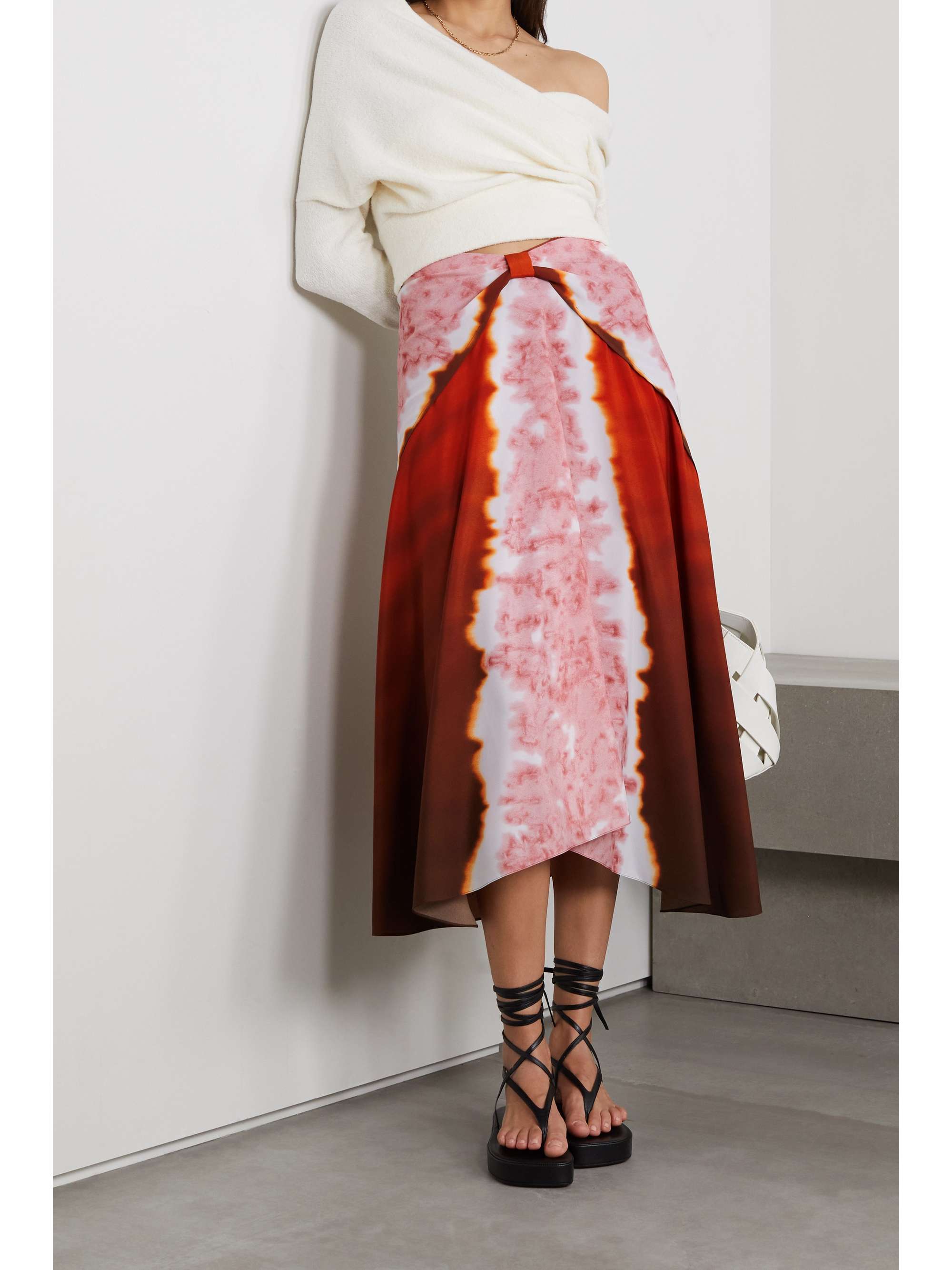 ALTUZARRA Kalliope draped tie-dyed satin midi skirt