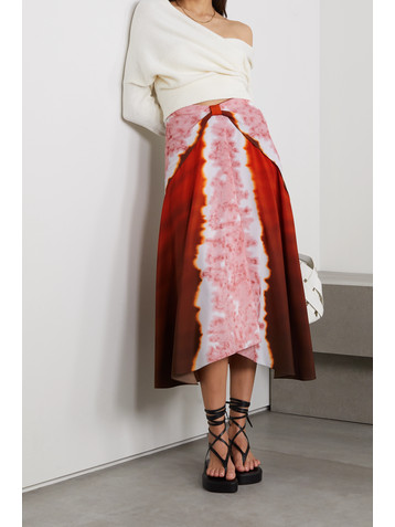 Altuzarra Kalliope draped tie-dyed satin midi skirt