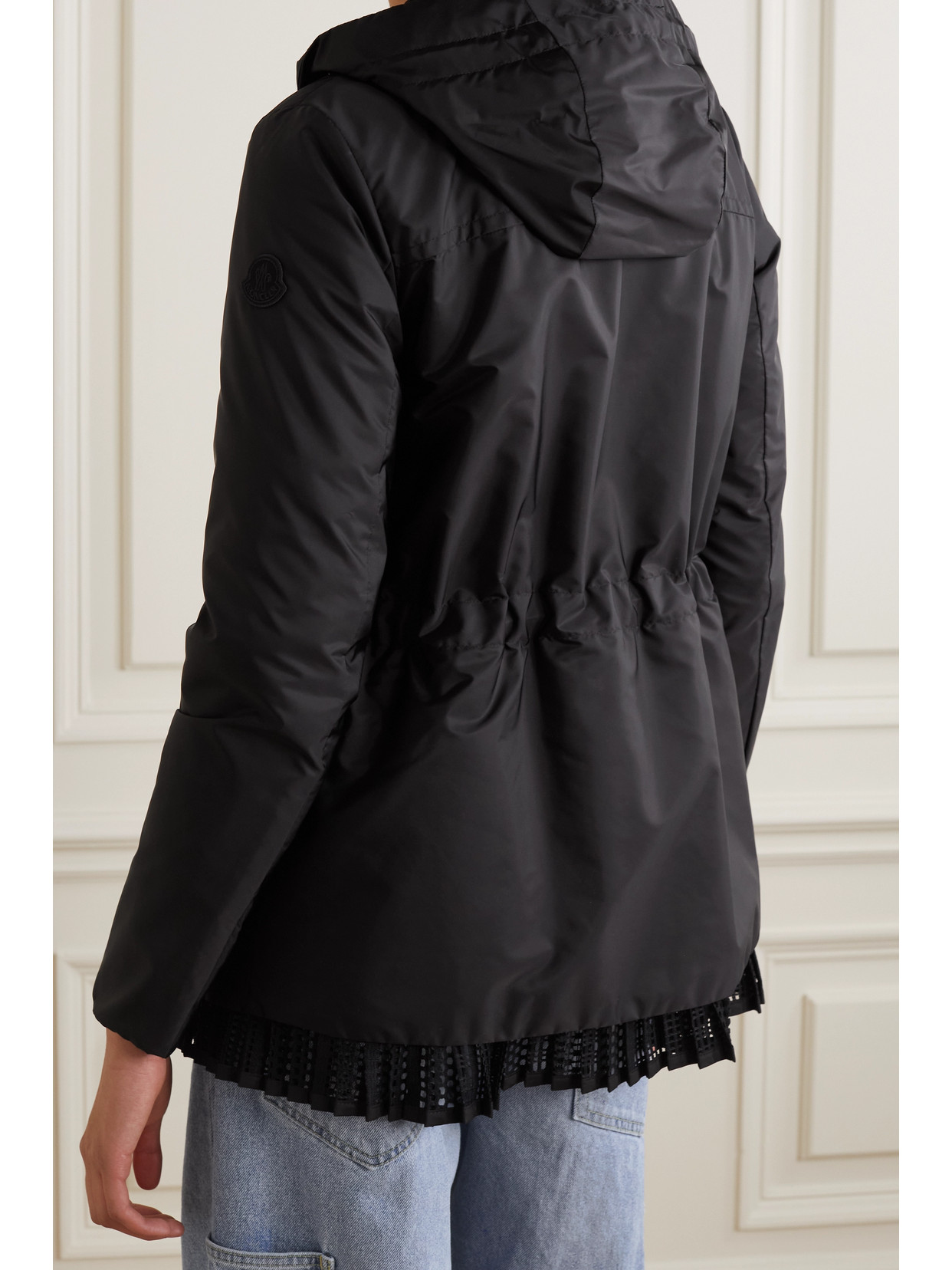 MONCLER BAABA CROCHETED LACE-TRIMMED SHELL PARKA 