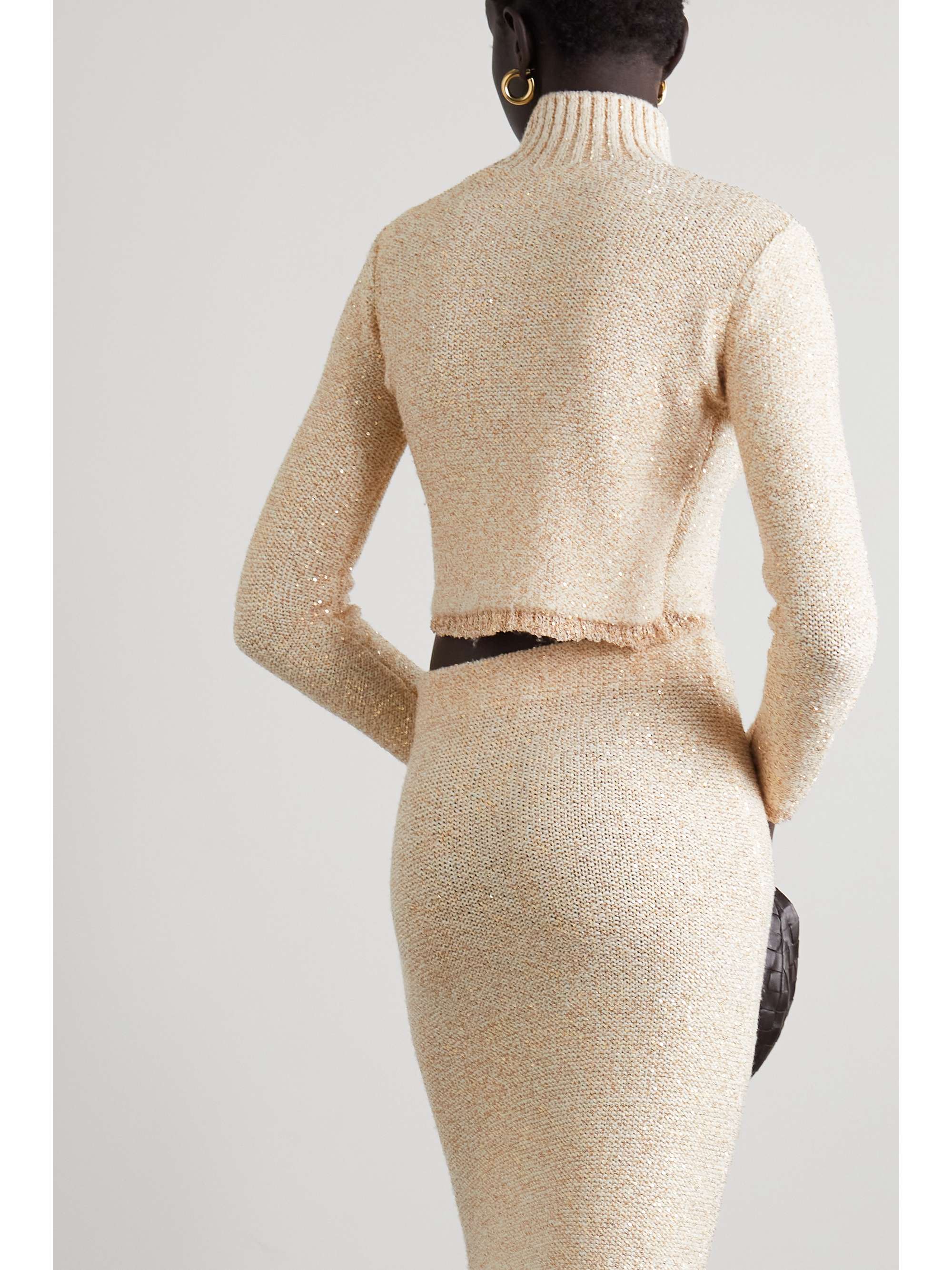 ALTUZARRA Melitta cropped sequin-embellished knitted turtleneck sweater