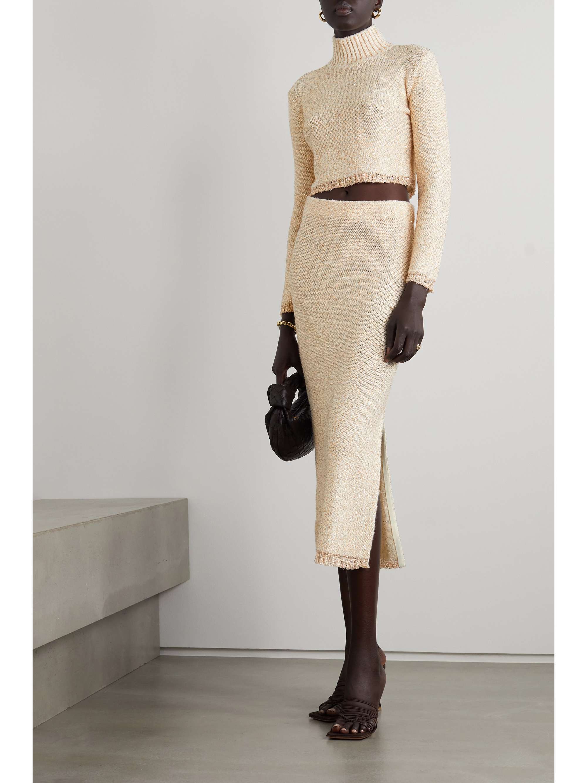 ALTUZARRA Melitta cropped sequin-embellished knitted turtleneck sweater