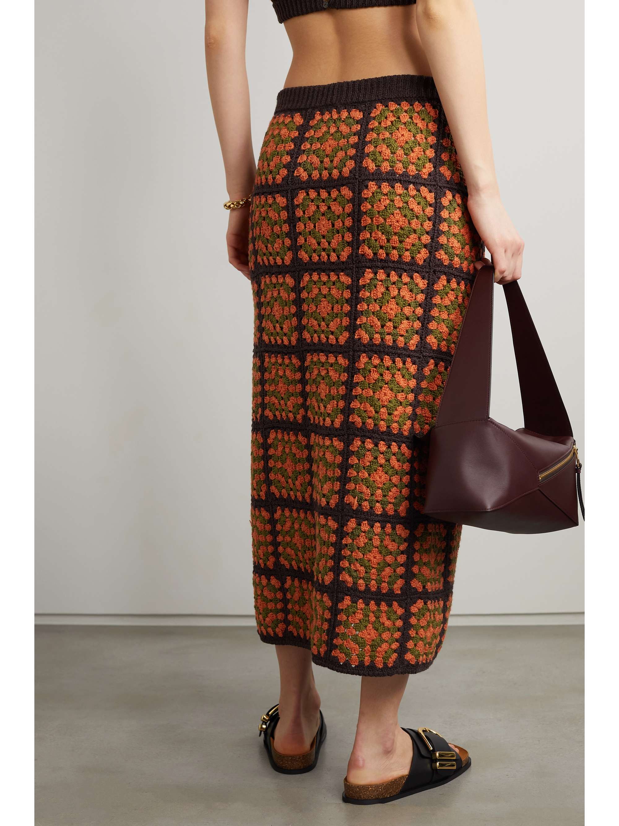 ALANUI Positive Vibes crochet-knit cotton midi skirt