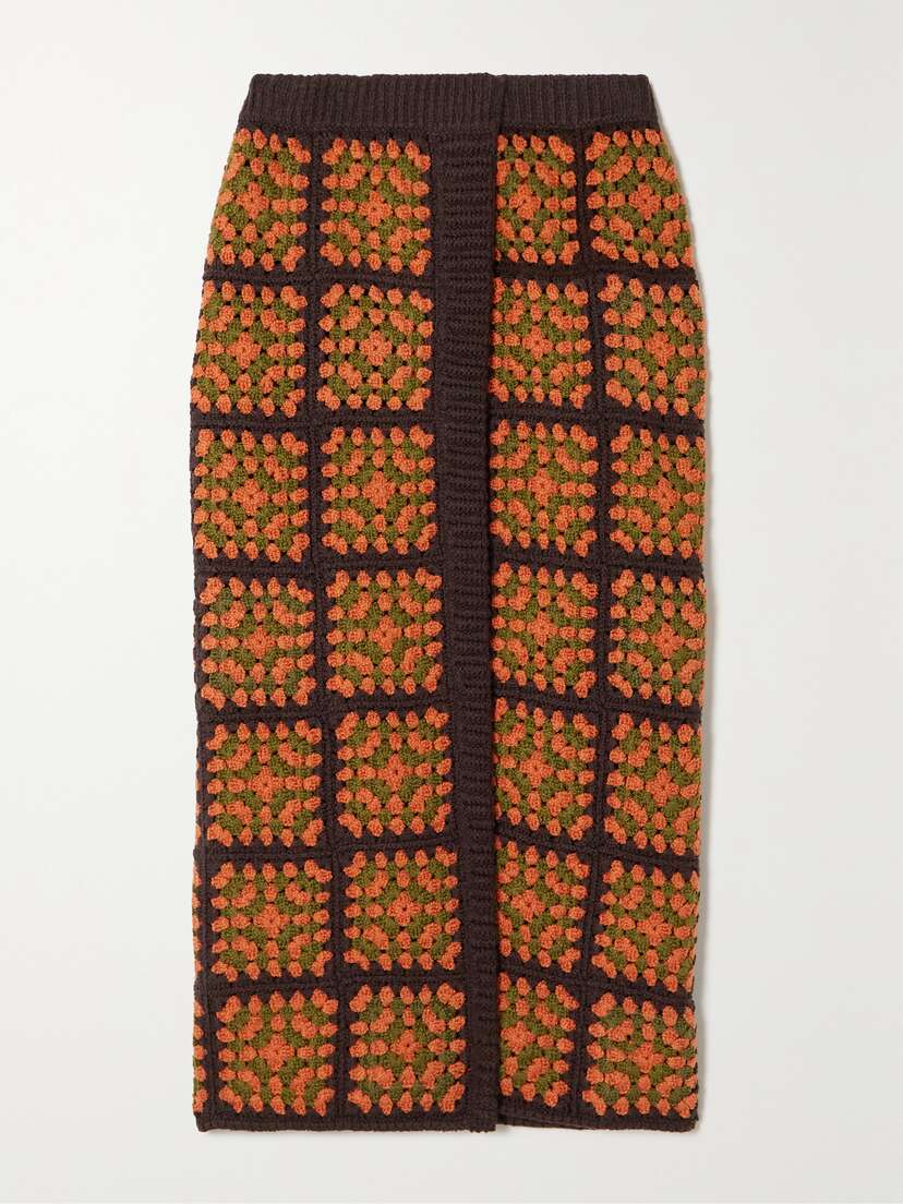 Alanui Positive Vibes Crochet-knit Cotton Midi Skirt