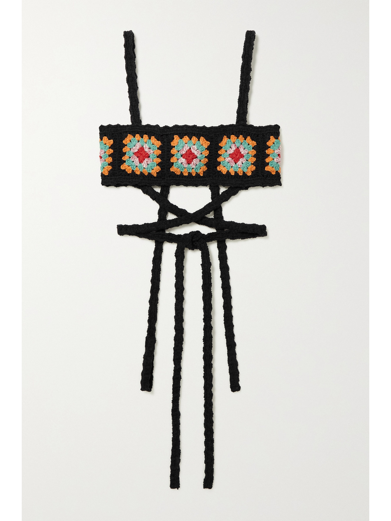 Alanui Take It Easy Crocheted Cotton-blend Bralette In Black