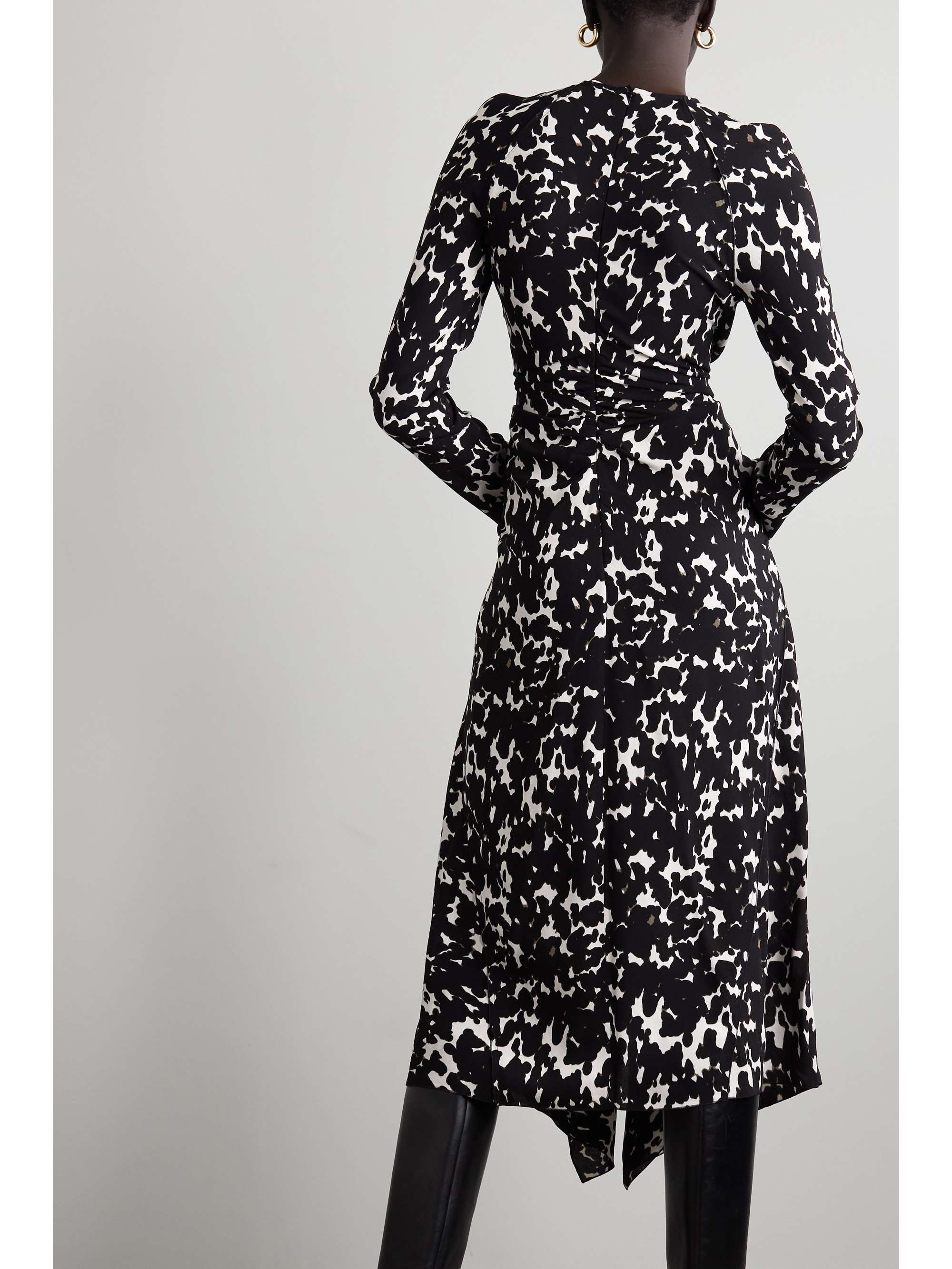 ALTUZARRA Adikia asymmetric knotted printed crepe midi dress