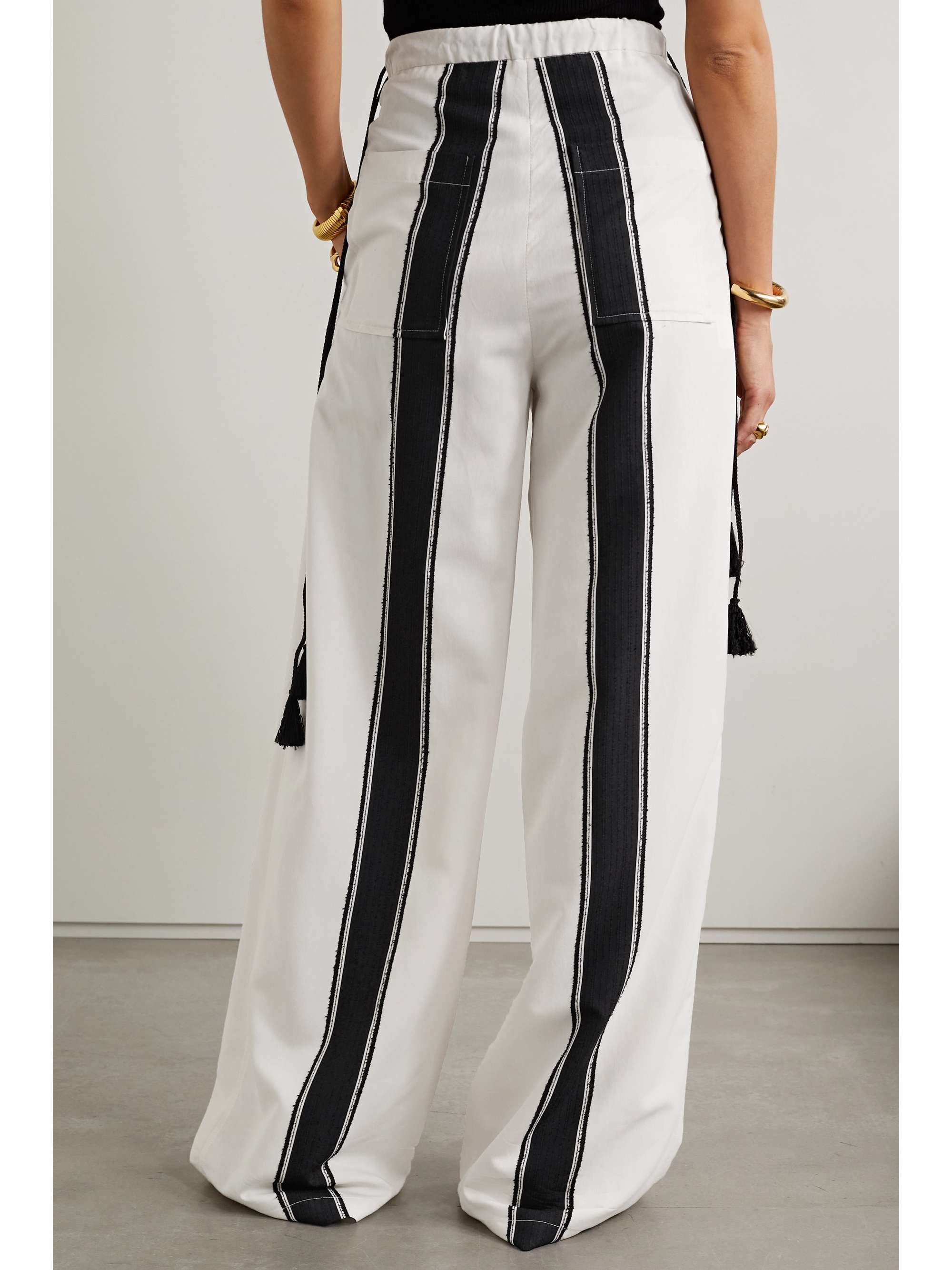 Ivory Eleos embroidered striped twill 