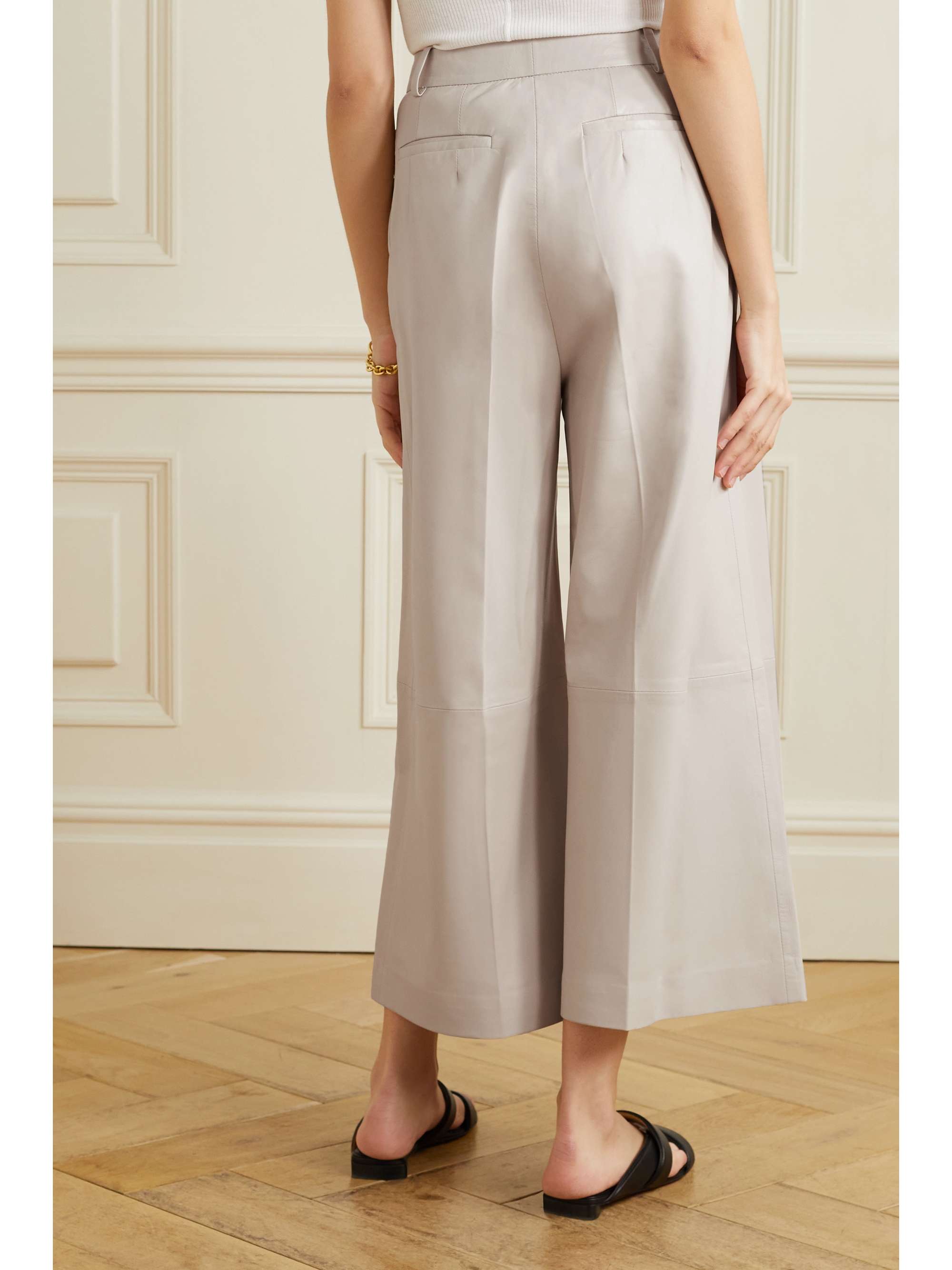 ALTUZARRA Timo pleated leather wide-leg pants
