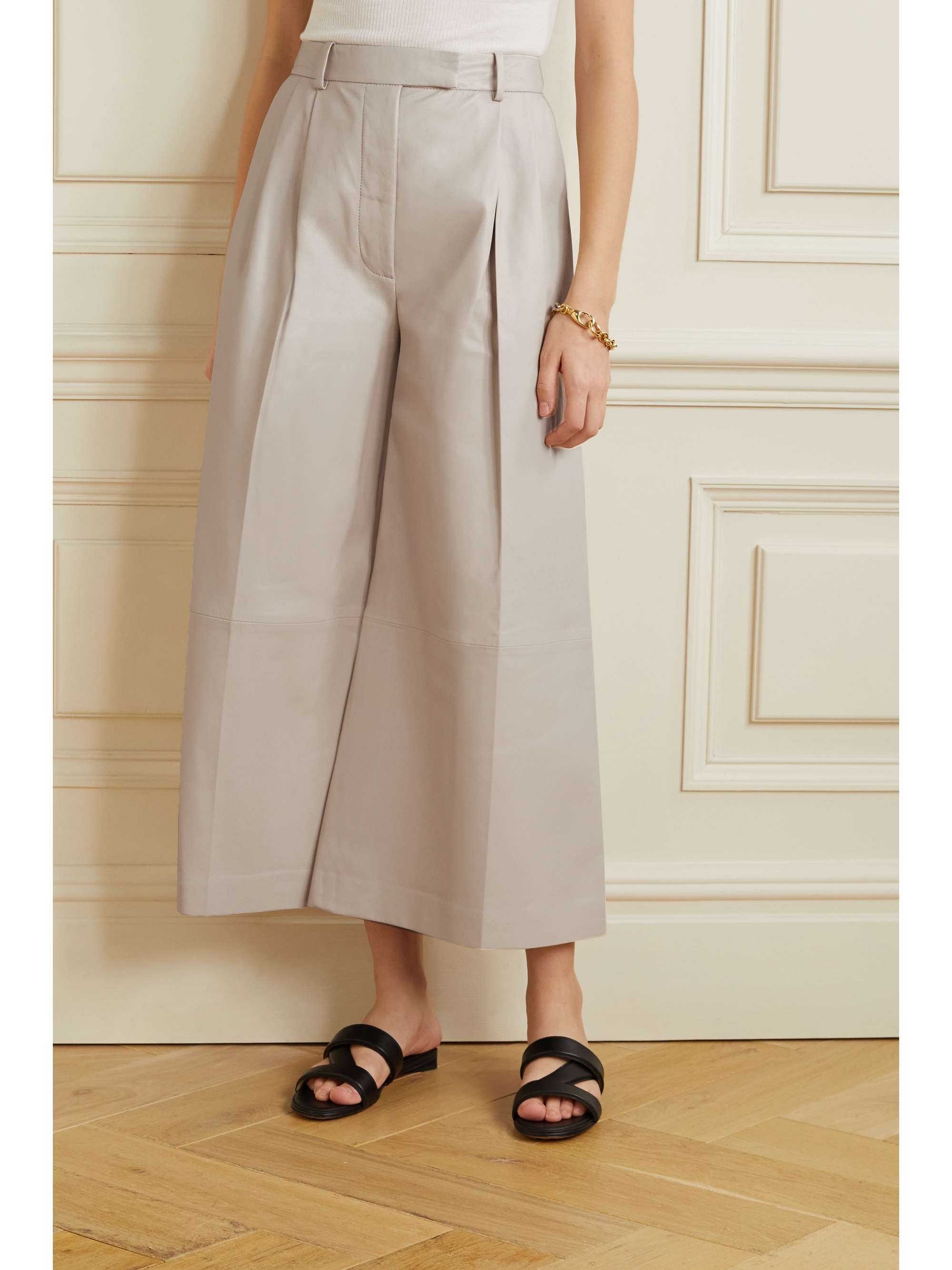 ALTUZARRA Timo pleated leather wide-leg pants