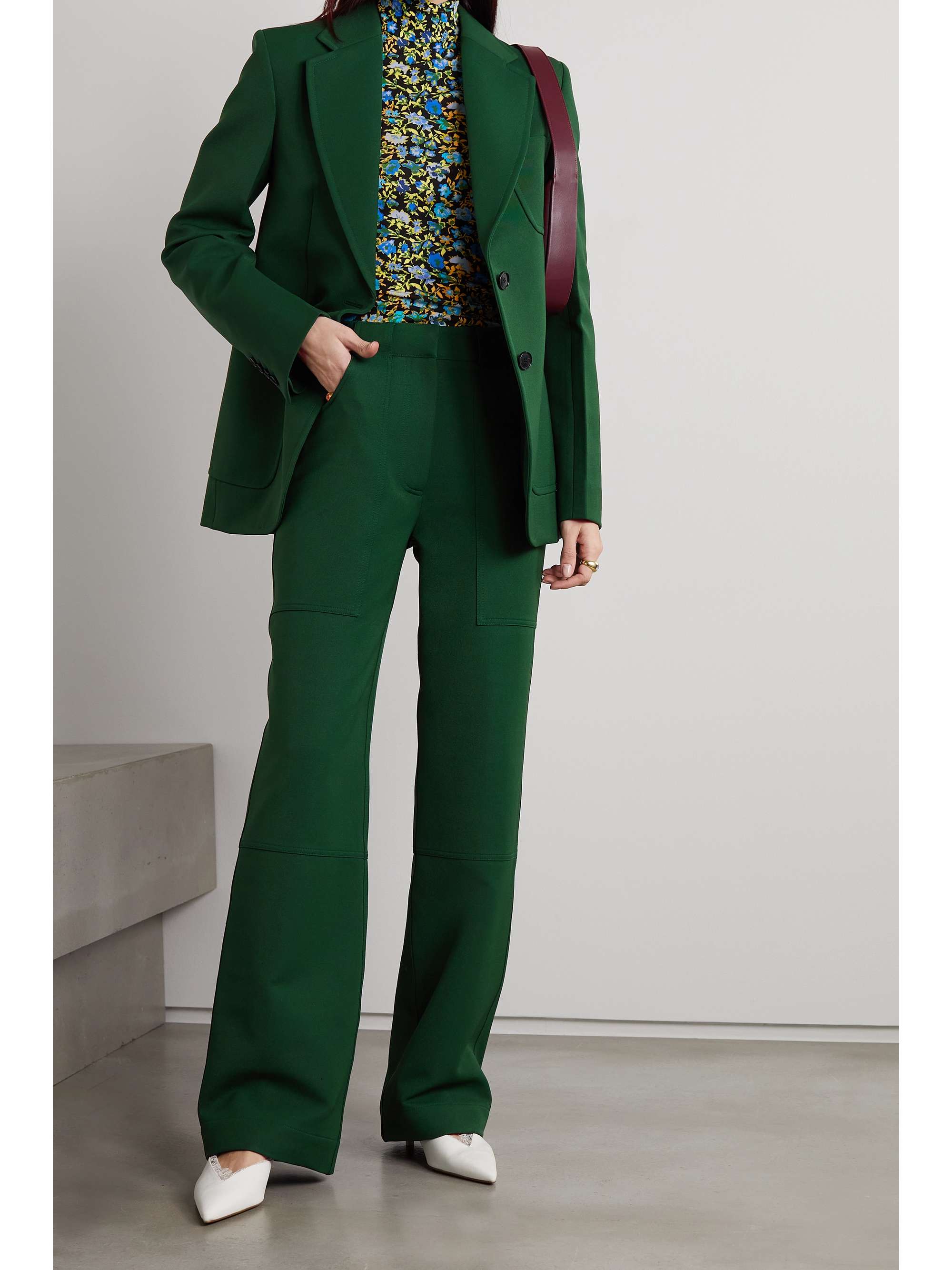 Dark green Wool-blend twill pants 