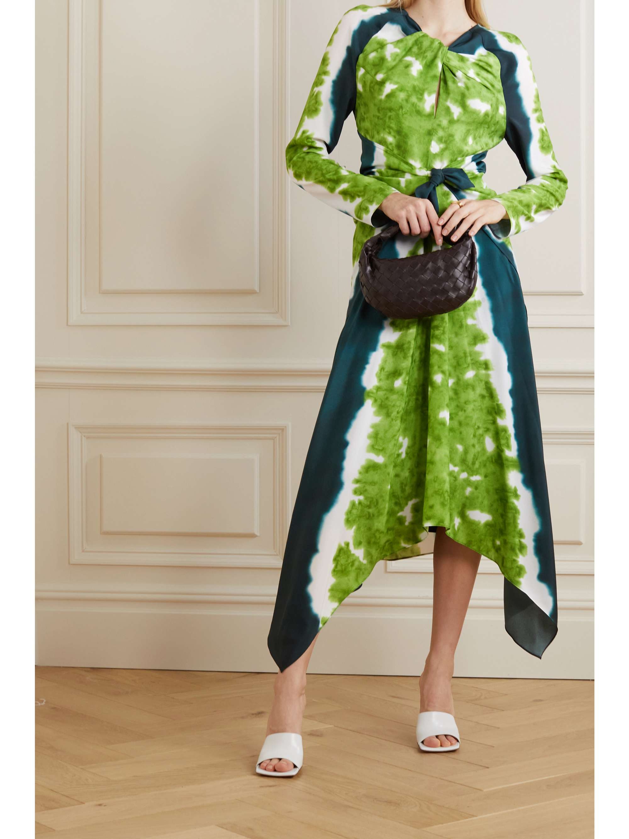 ALTUZARRA Adikia asymmetric knotted tie-dyed crepe midi dress | NET-A-PORTER