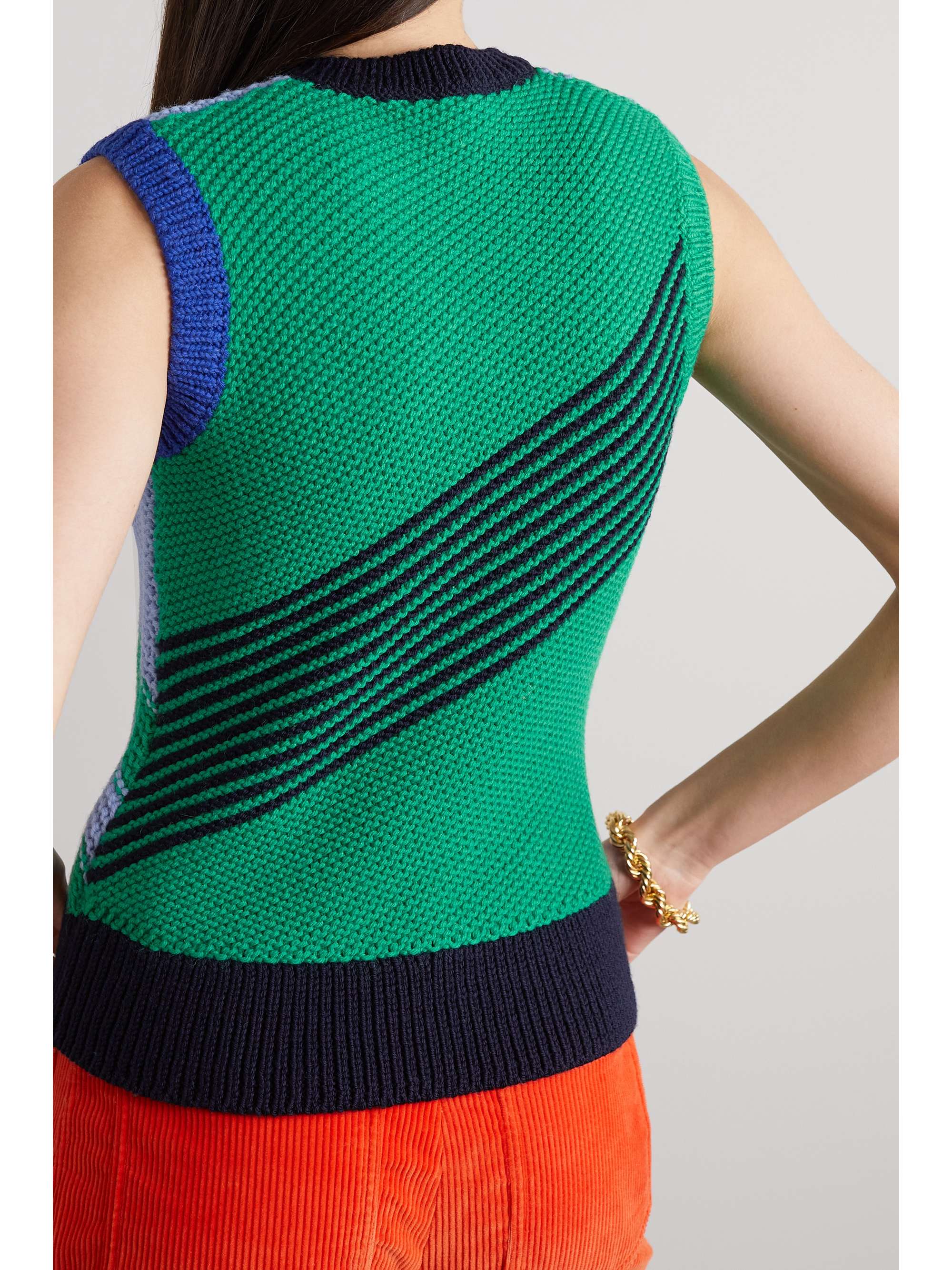 VICTORIA BECKHAM Striped wool tank