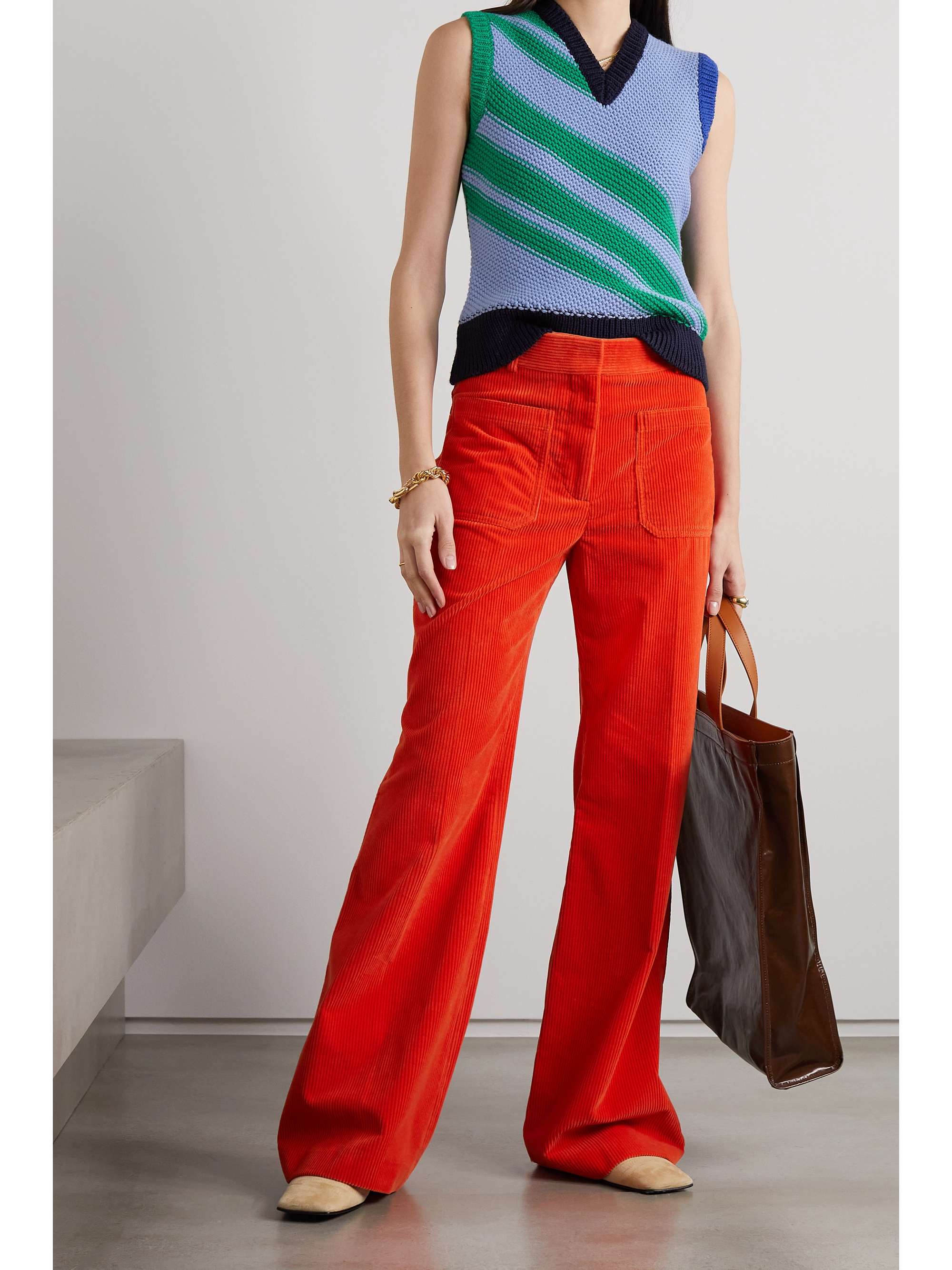 VICTORIA BECKHAM Striped wool tank