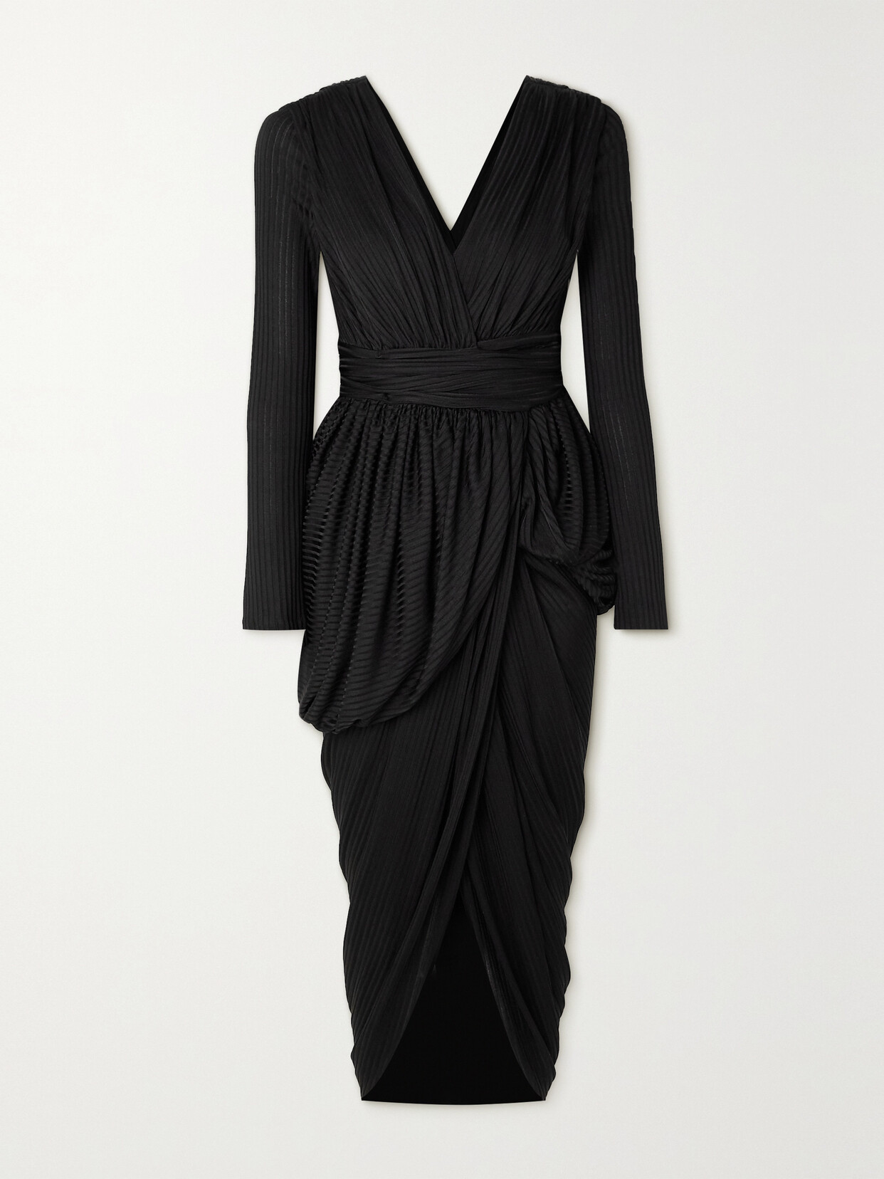 Altuzarra Canna Draped Wrap-effect Ribbed-knit Dress - Black
