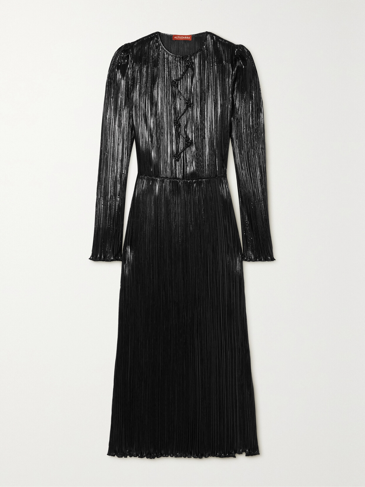 Altuzarra Corra Knotted Plissé-lamé Midi Dress - Black