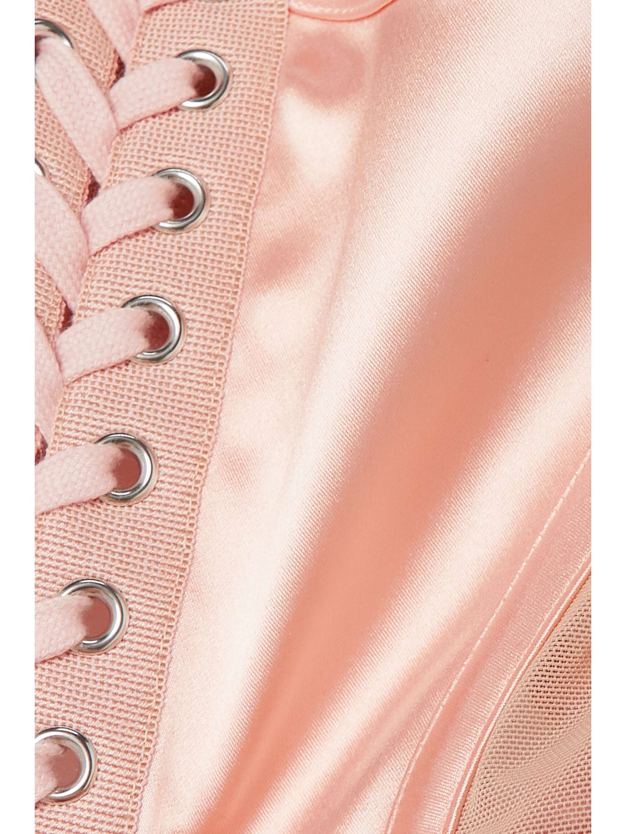 DOLCE&GABBANA Lace-up satin and mesh bustier top